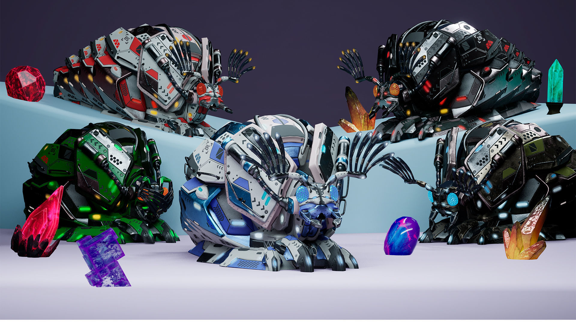 SciFi Insect BugMoneyBag Low-poly 3D model_7