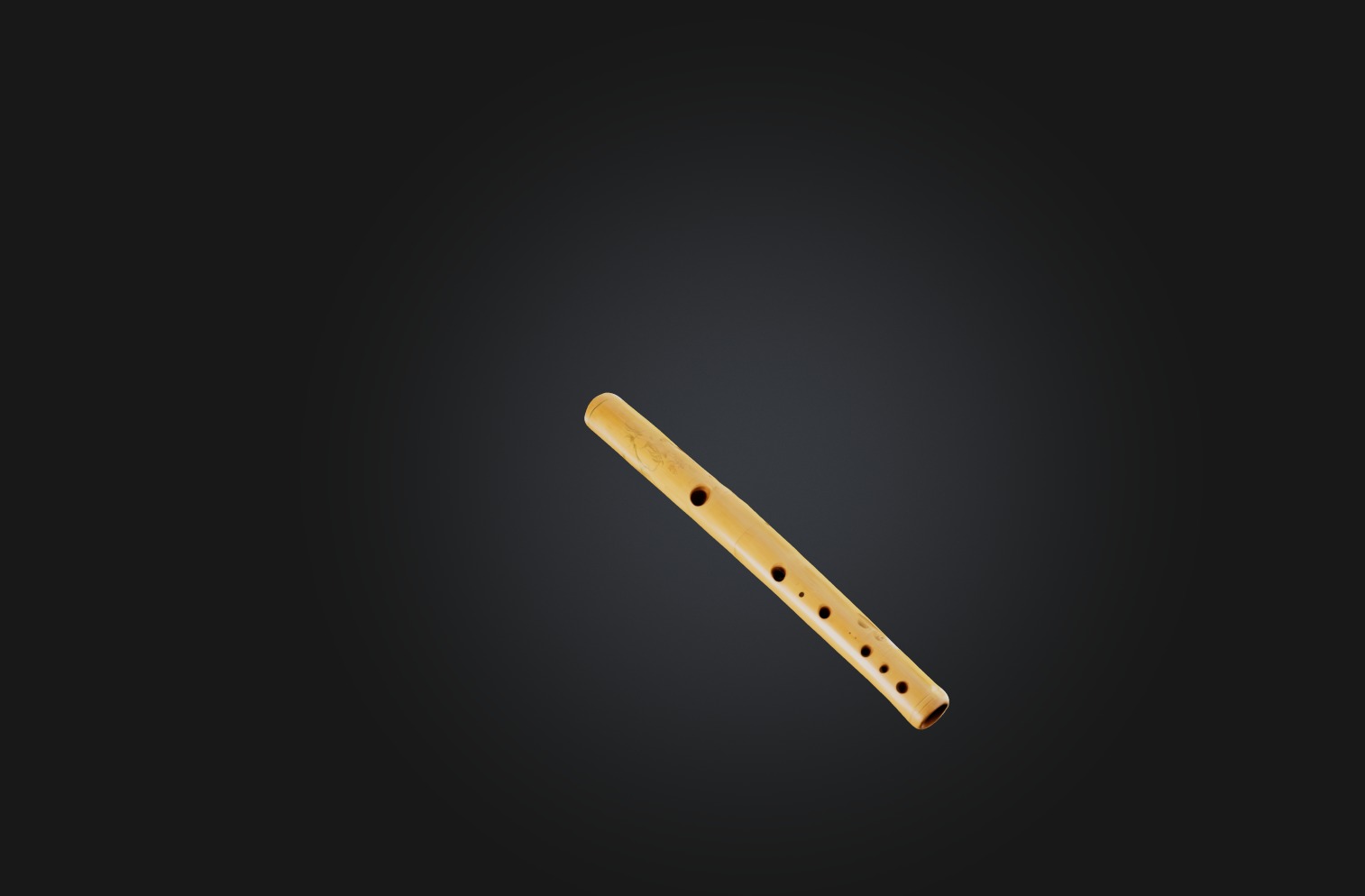 Handmade Bamboo Flute Low-poly 3D model_6