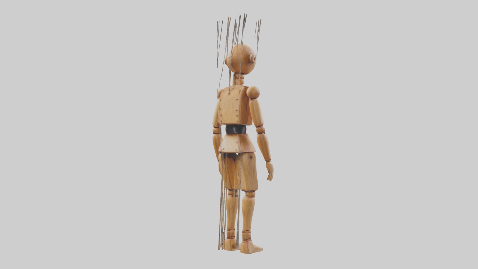 Handmade Wooden Marionette Low-poly 3D model_2