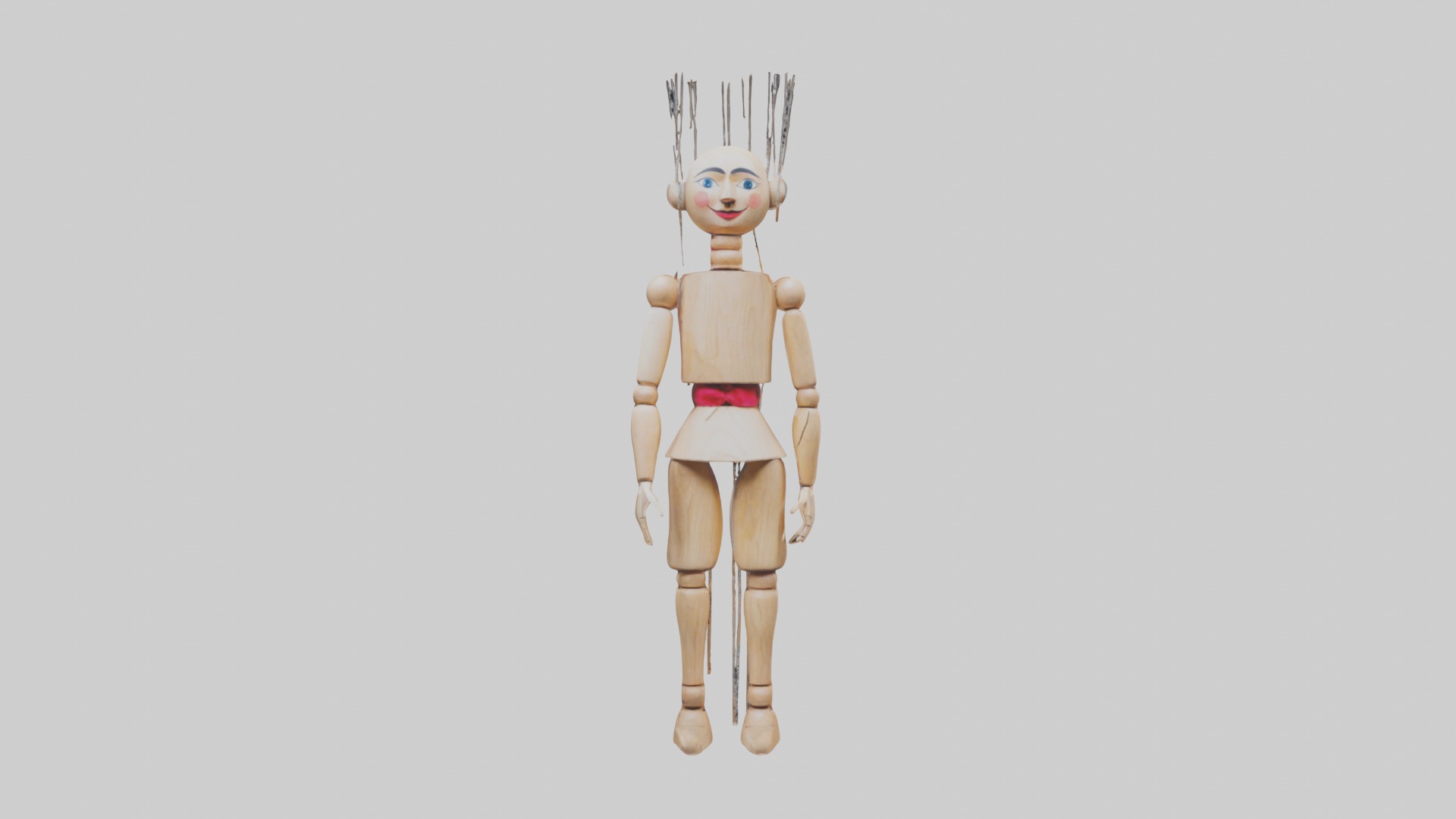 Handmade Wooden Marionette Low-poly 3D model_3