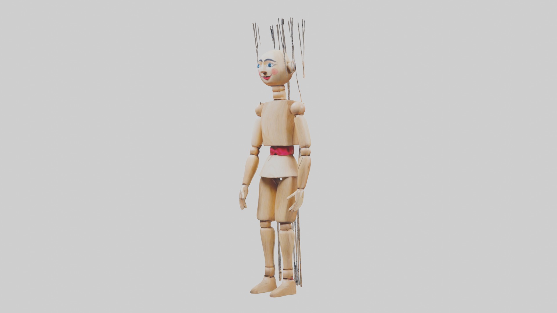 Handmade Wooden Marionette Low-poly 3D model_4
