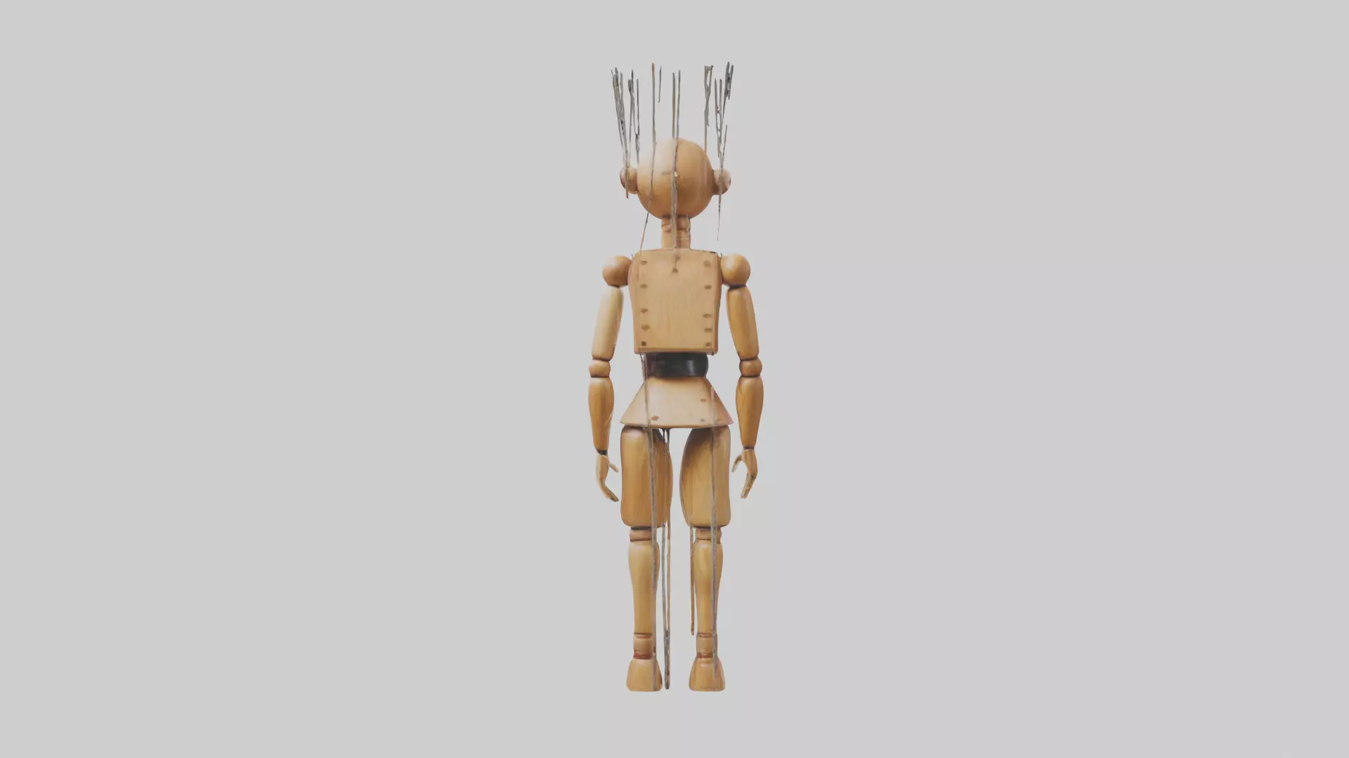 Handmade Wooden Marionette Low-poly 3D model_0