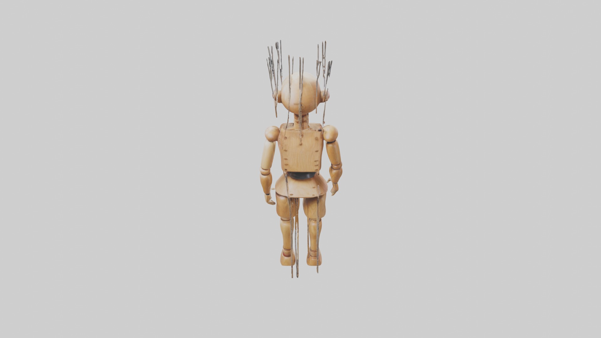 Handmade Wooden Marionette Low-poly 3D model_9