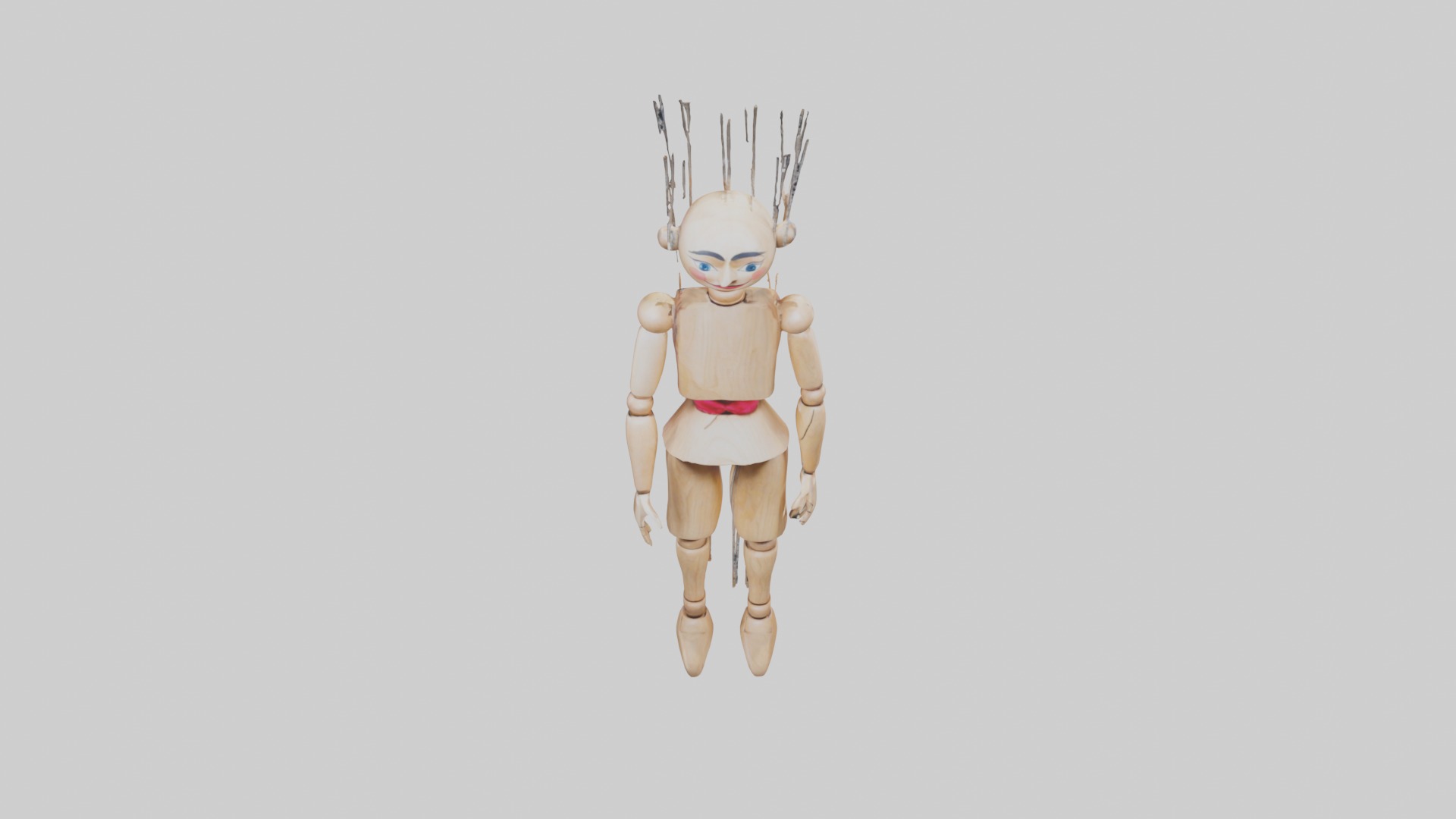 Handmade Wooden Marionette Low-poly 3D model_10