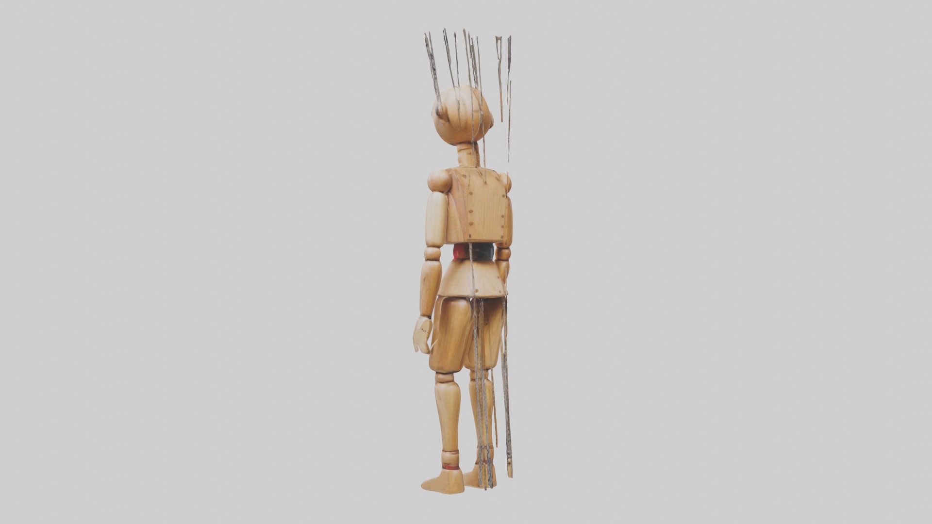 Handmade Wooden Marionette Low-poly 3D model_1