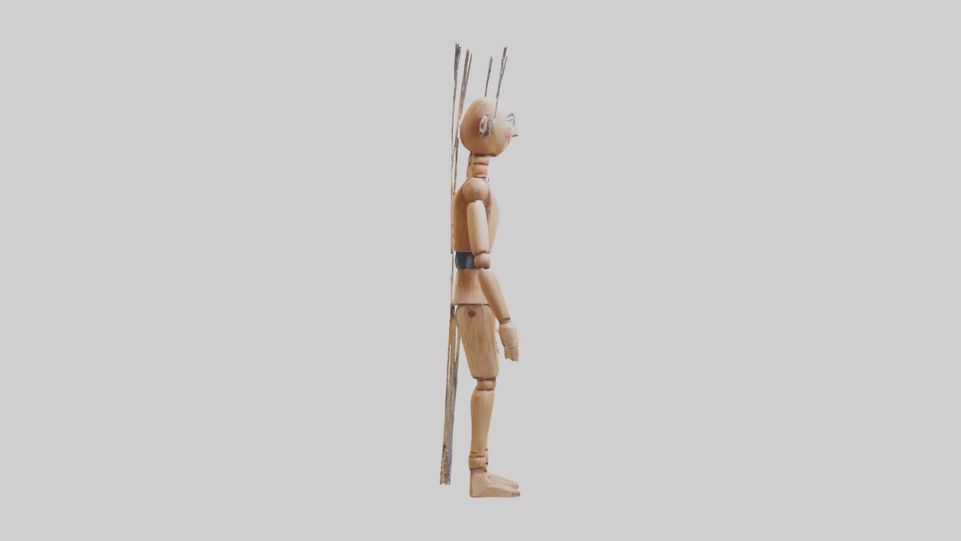 Handmade Wooden Marionette Low-poly 3D model_7