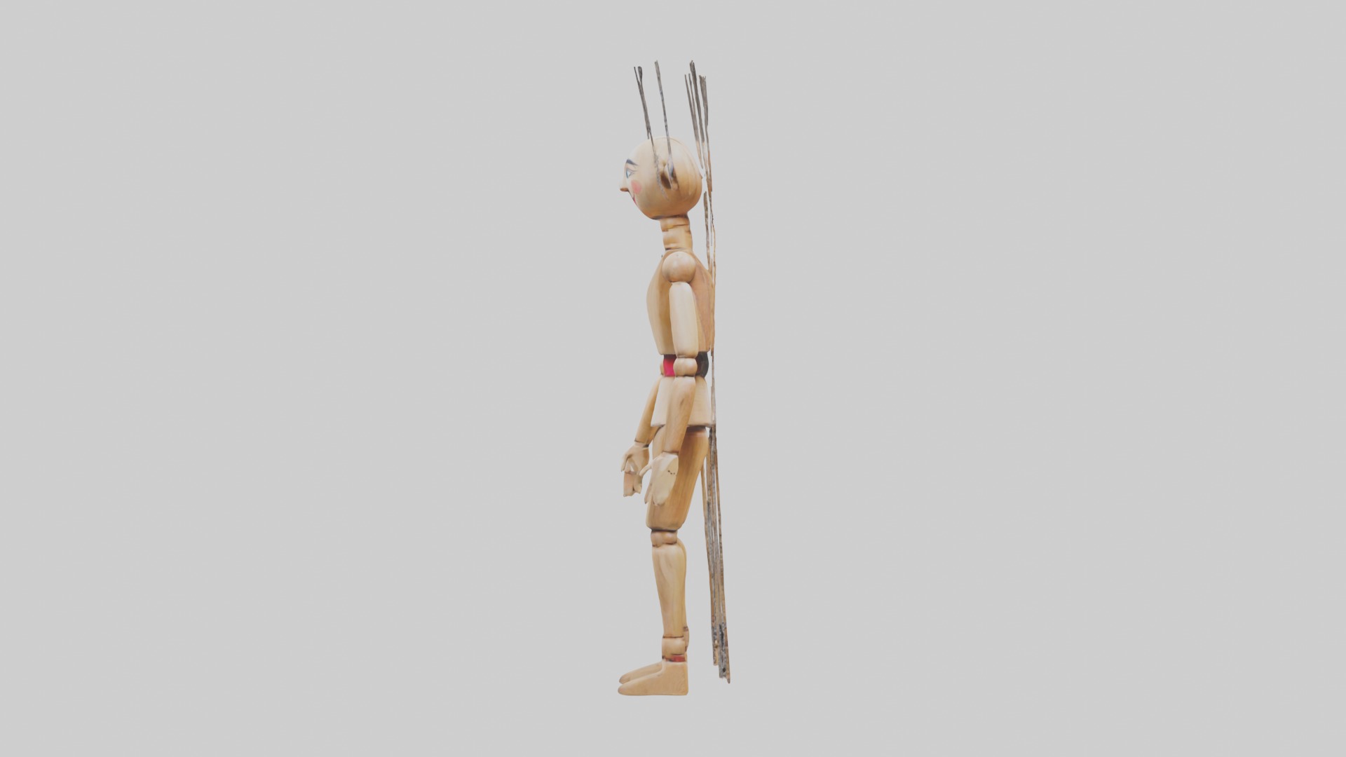 Handmade Wooden Marionette Low-poly 3D model_6