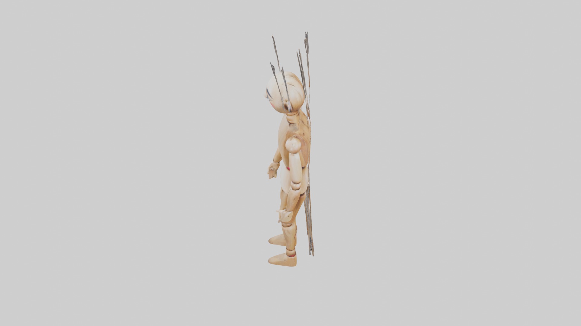 Handmade Wooden Marionette Low-poly 3D model_11