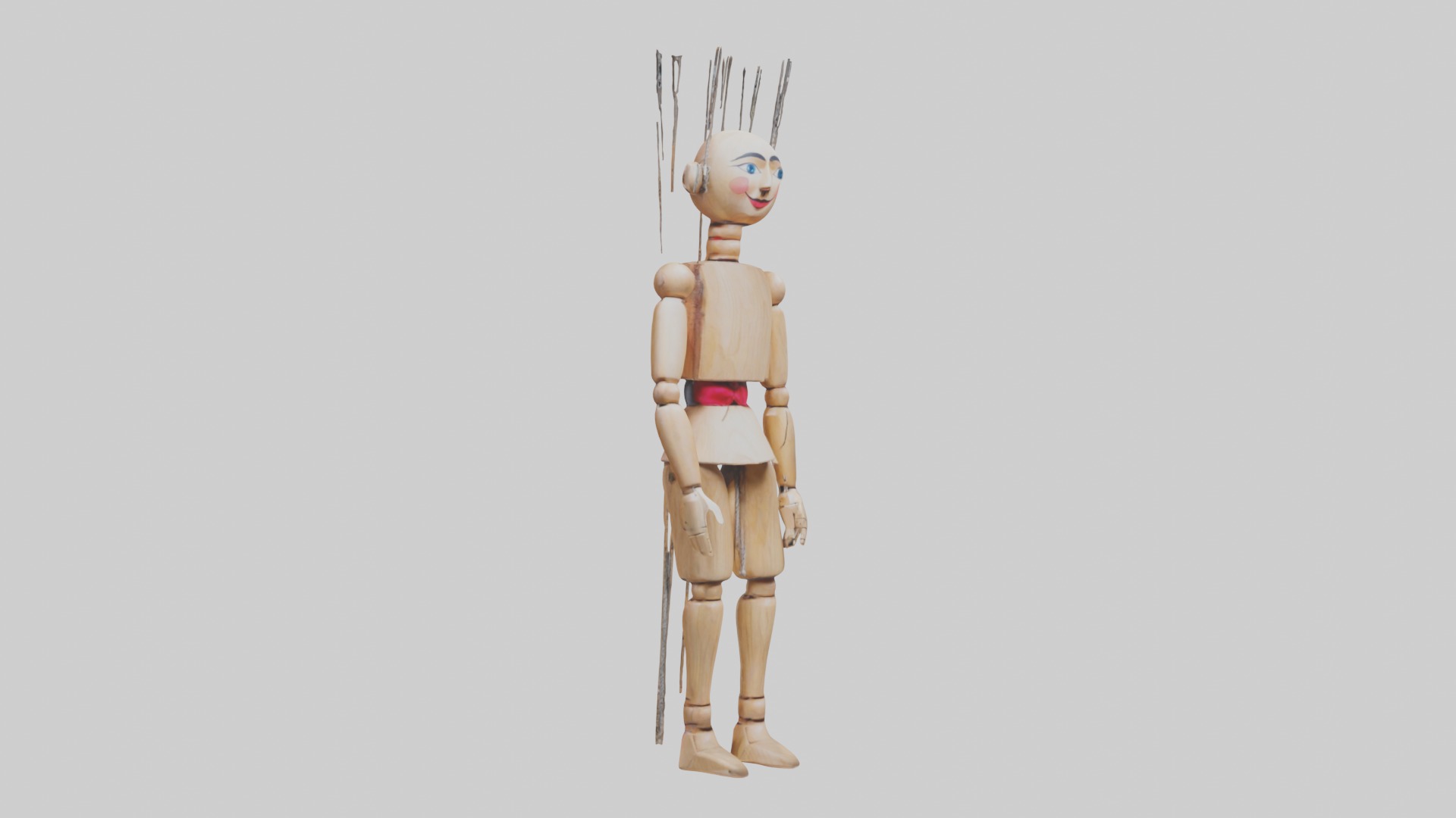 Handmade Wooden Marionette Low-poly 3D model_5
