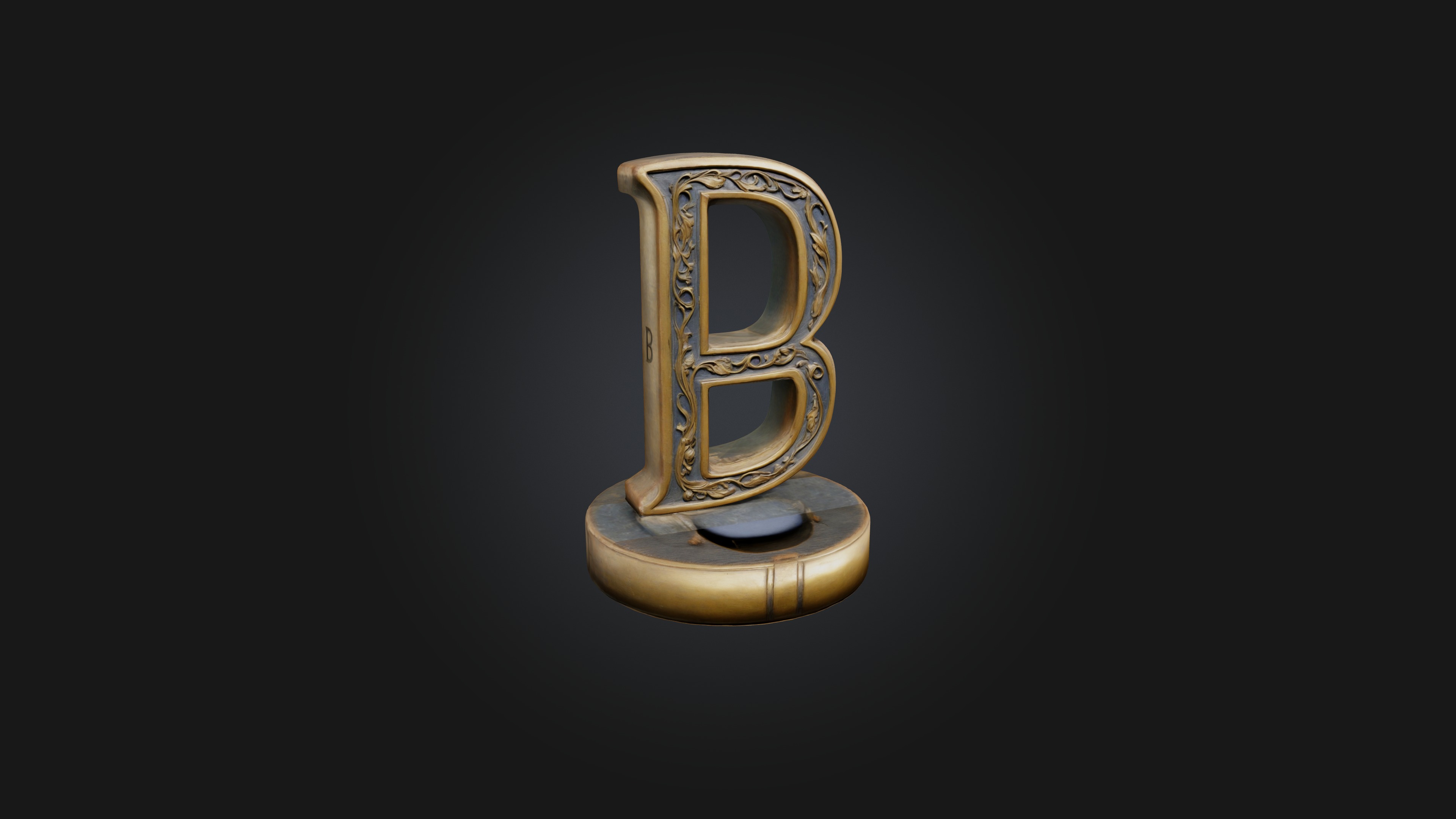 letter B Low-poly 3D model_2