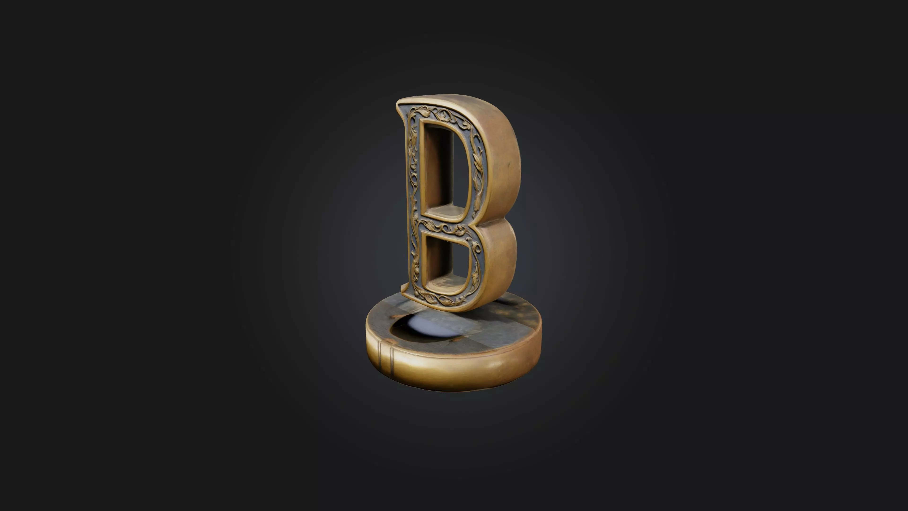 letter B Low-poly 3D model_0
