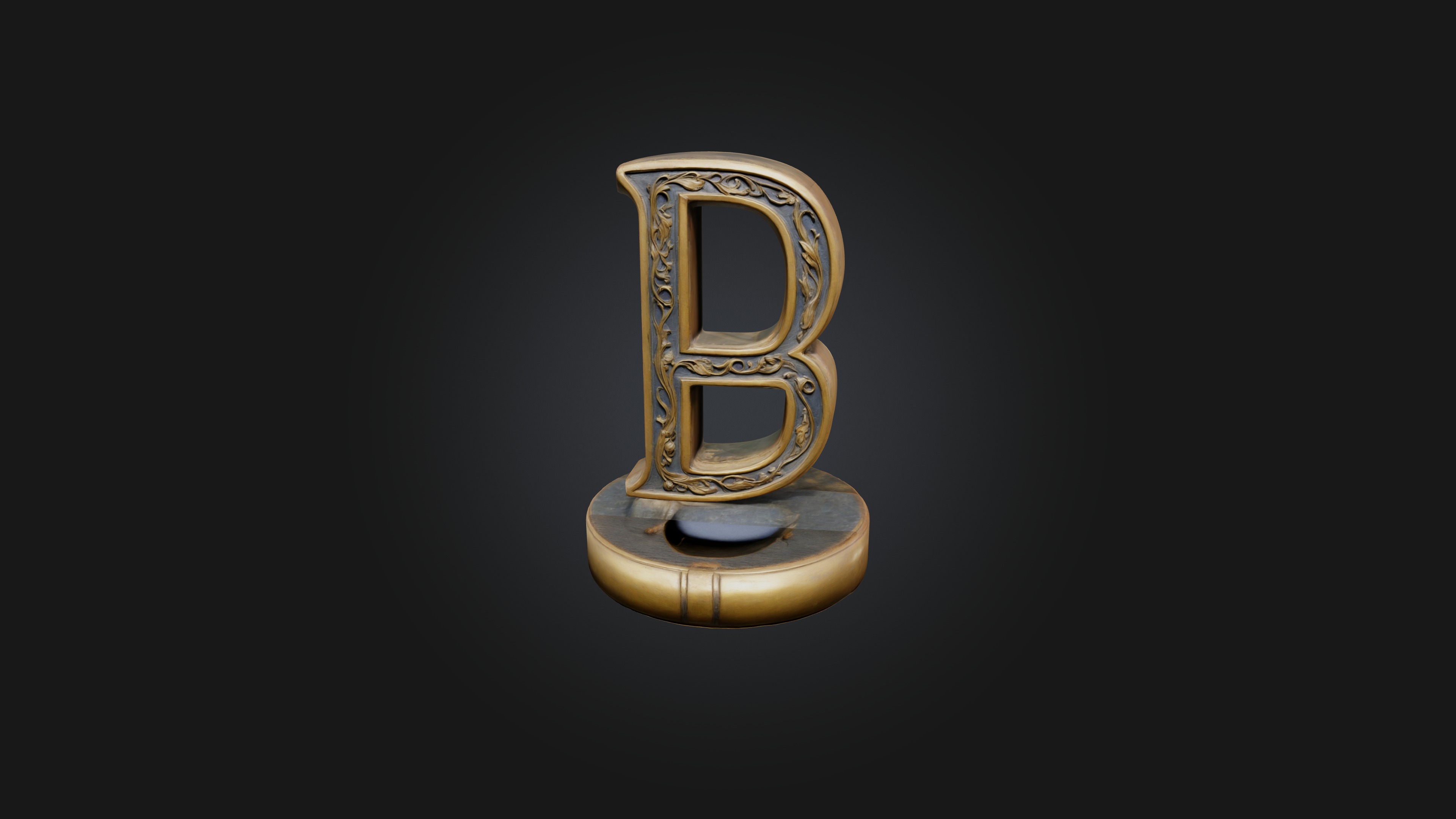 letter B Low-poly 3D model_6