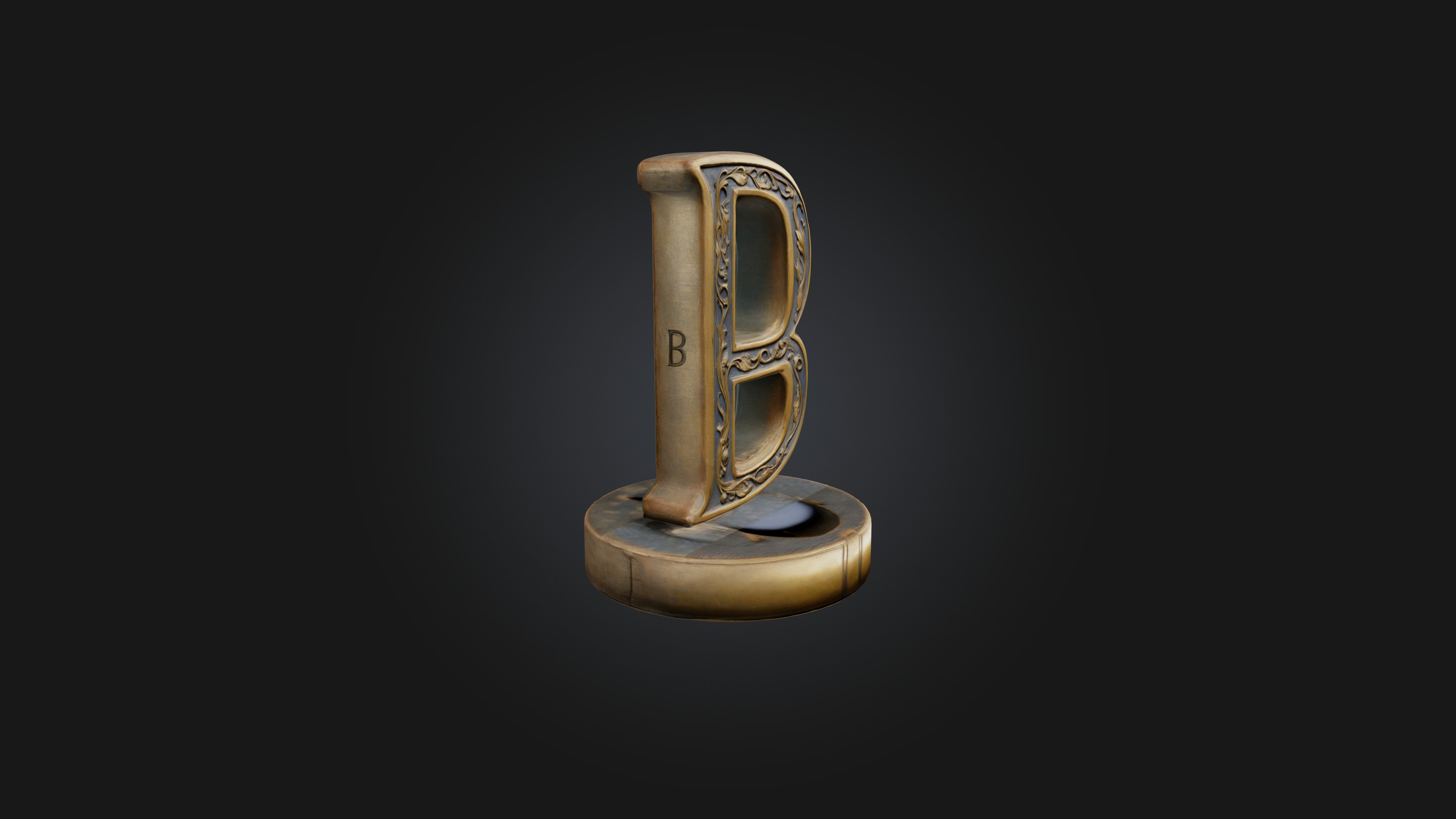 letter B Low-poly 3D model_3