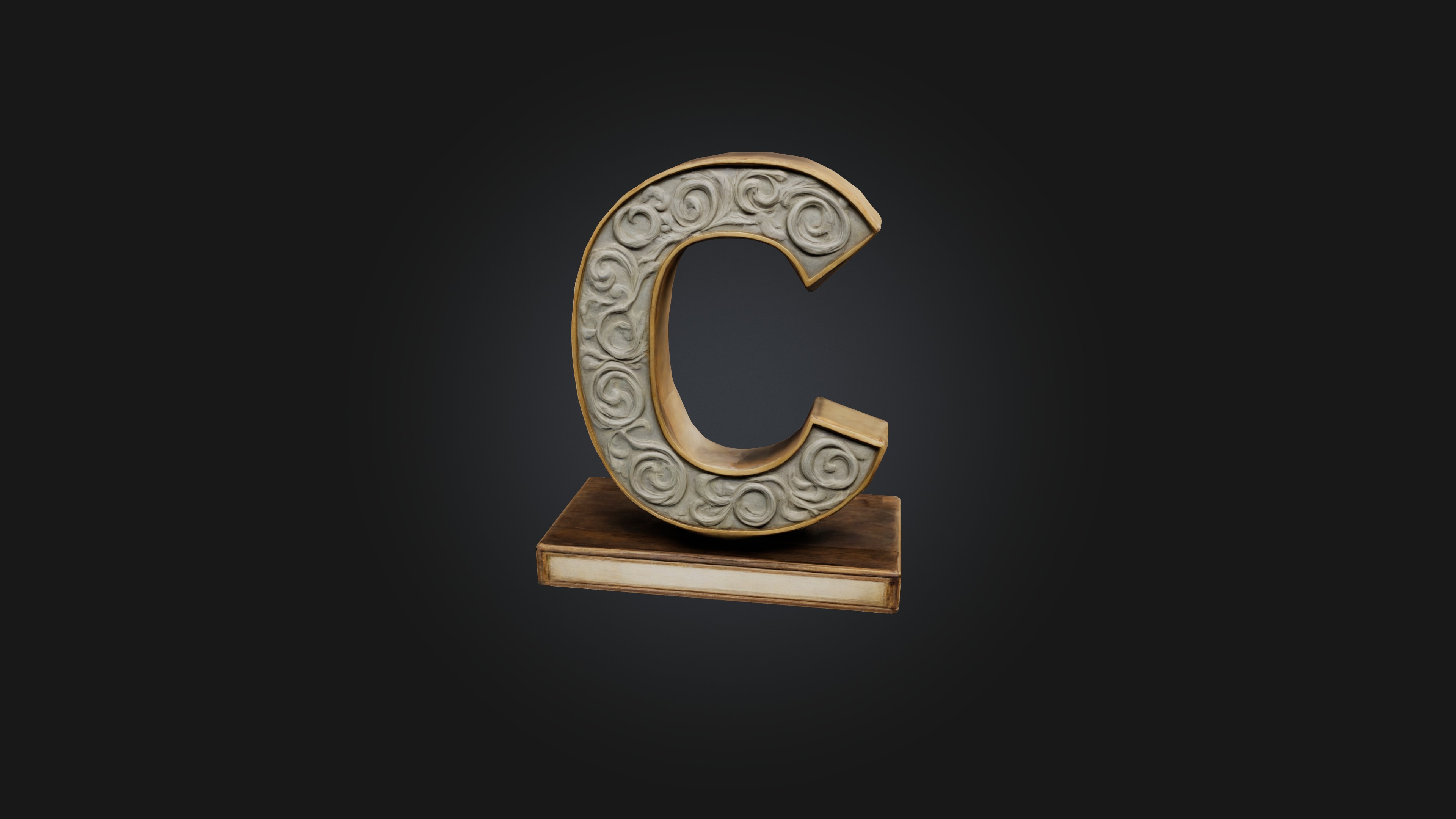 letter C Low-poly 3D model_6