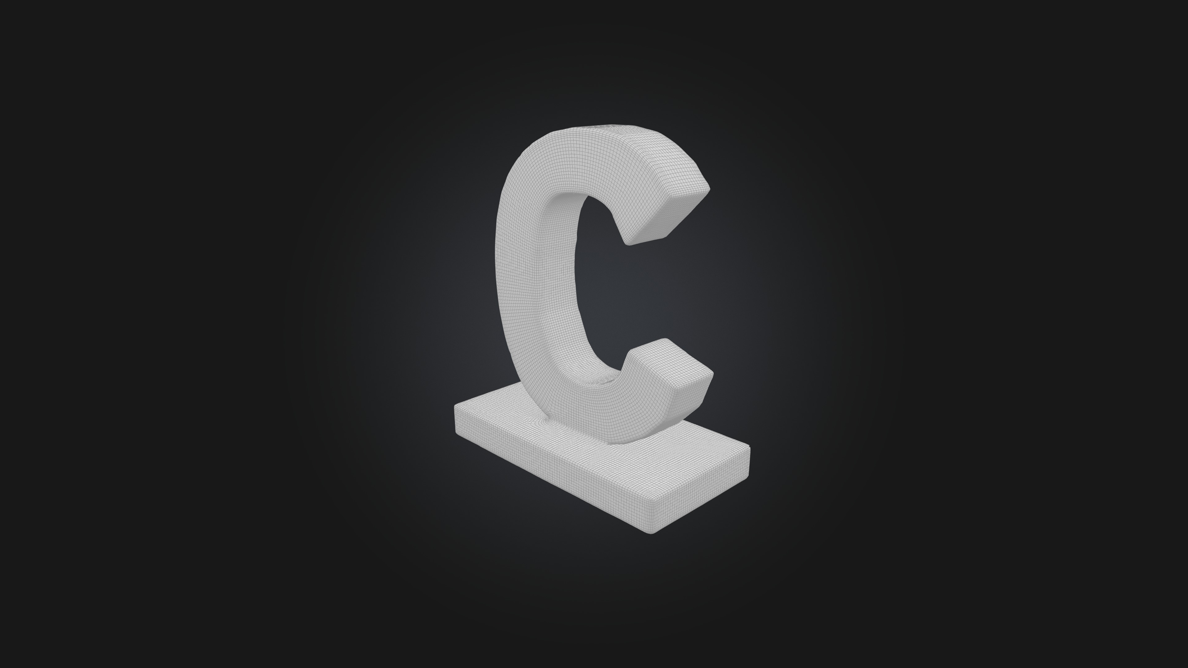 letter C Low-poly 3D model_1