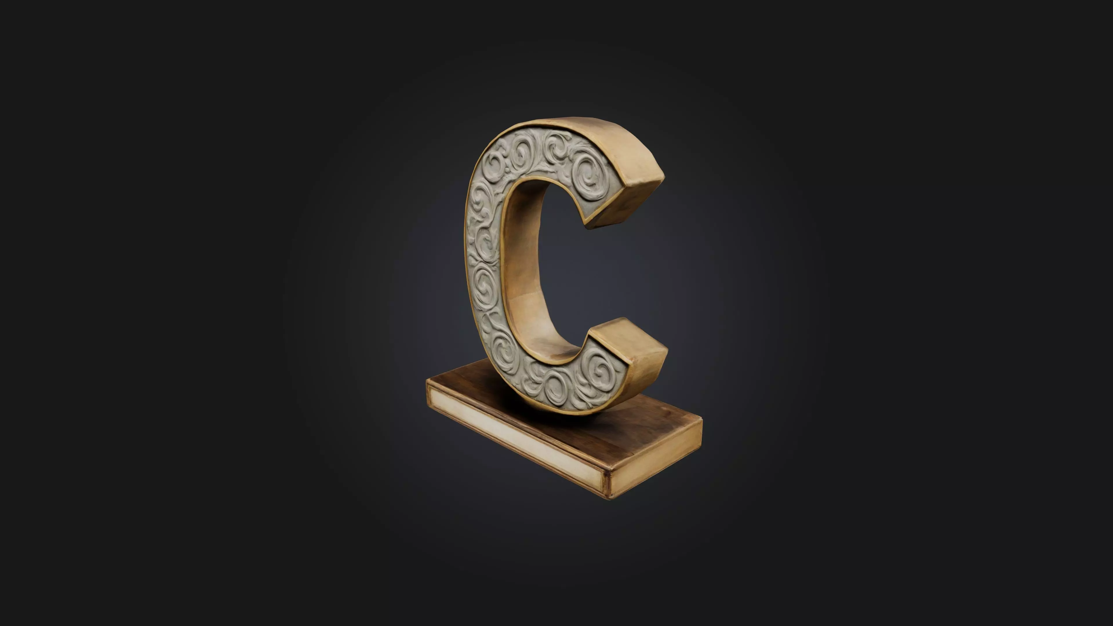 letter C Low-poly 3D model_0