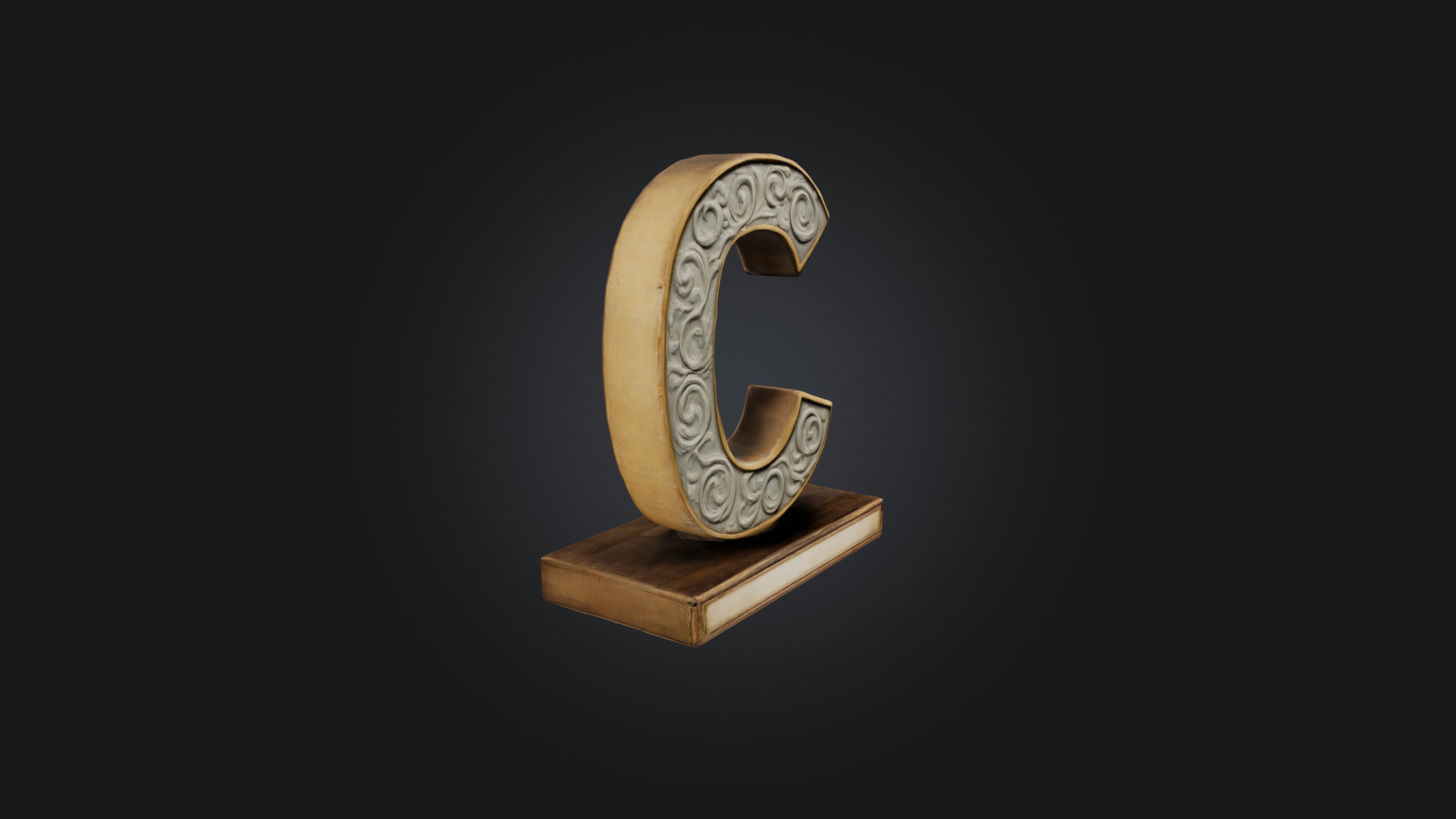 letter C Low-poly 3D model_3