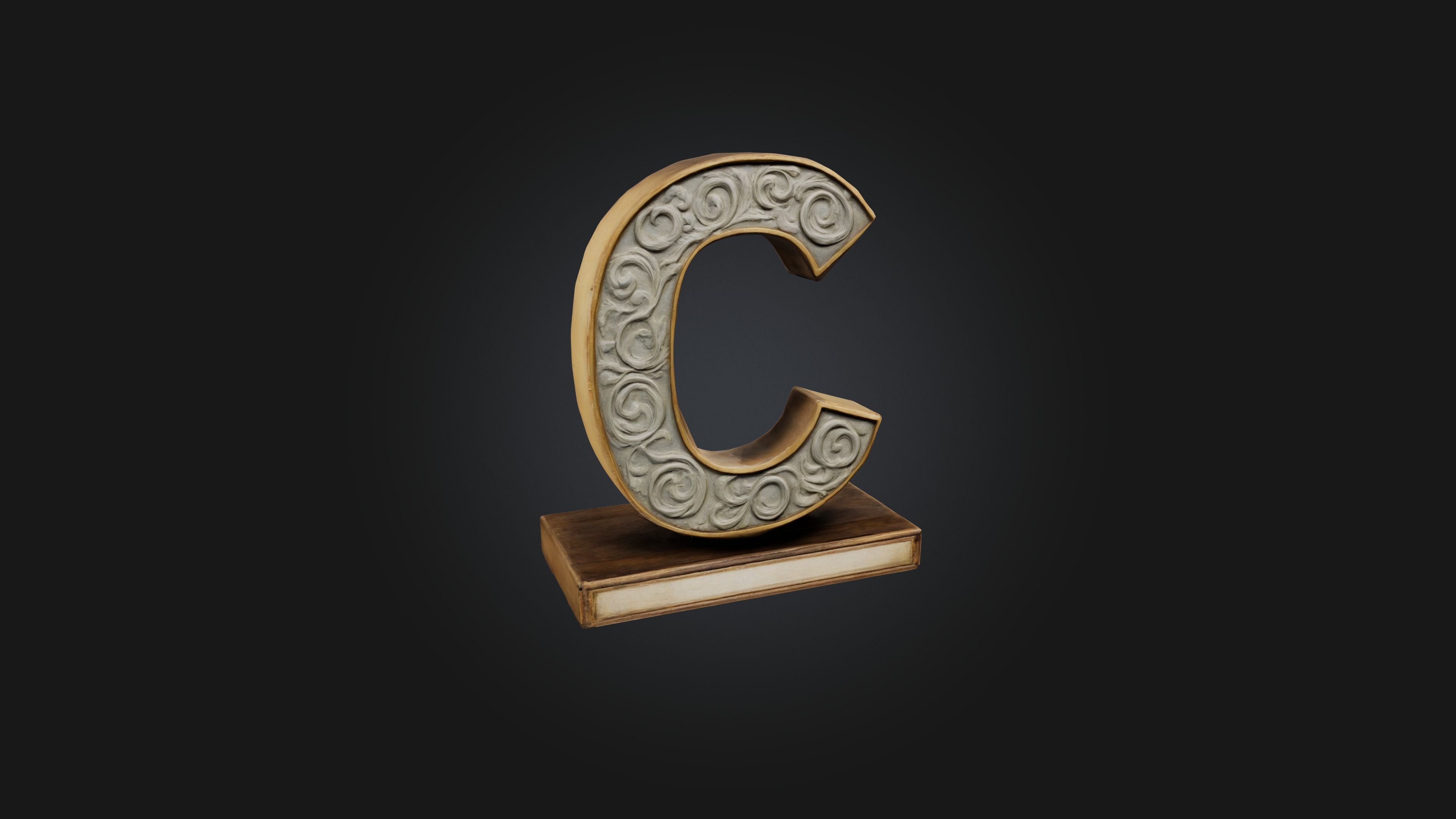 letter C Low-poly 3D model_2