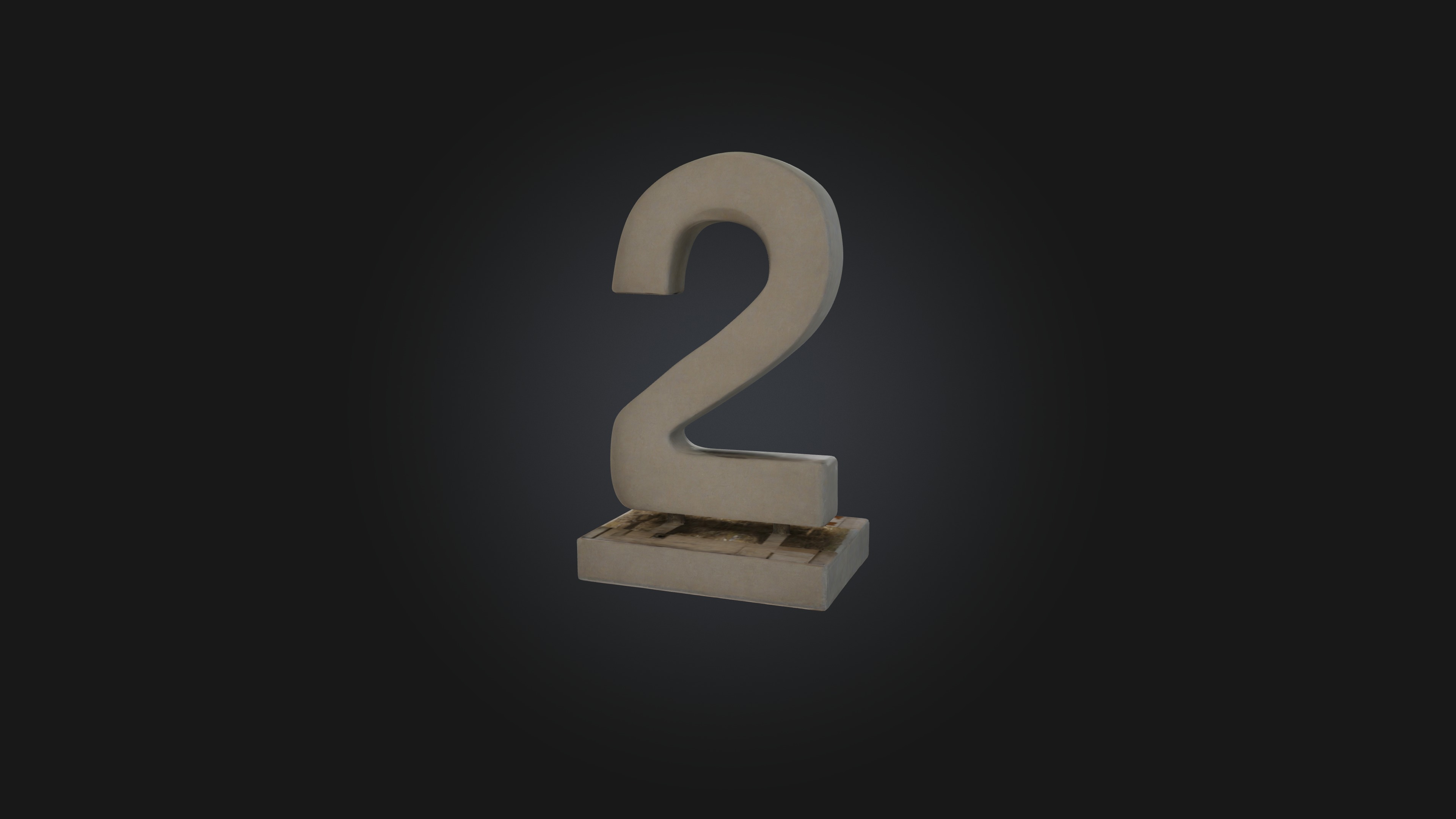 Number 2 Low-poly 3D model_4