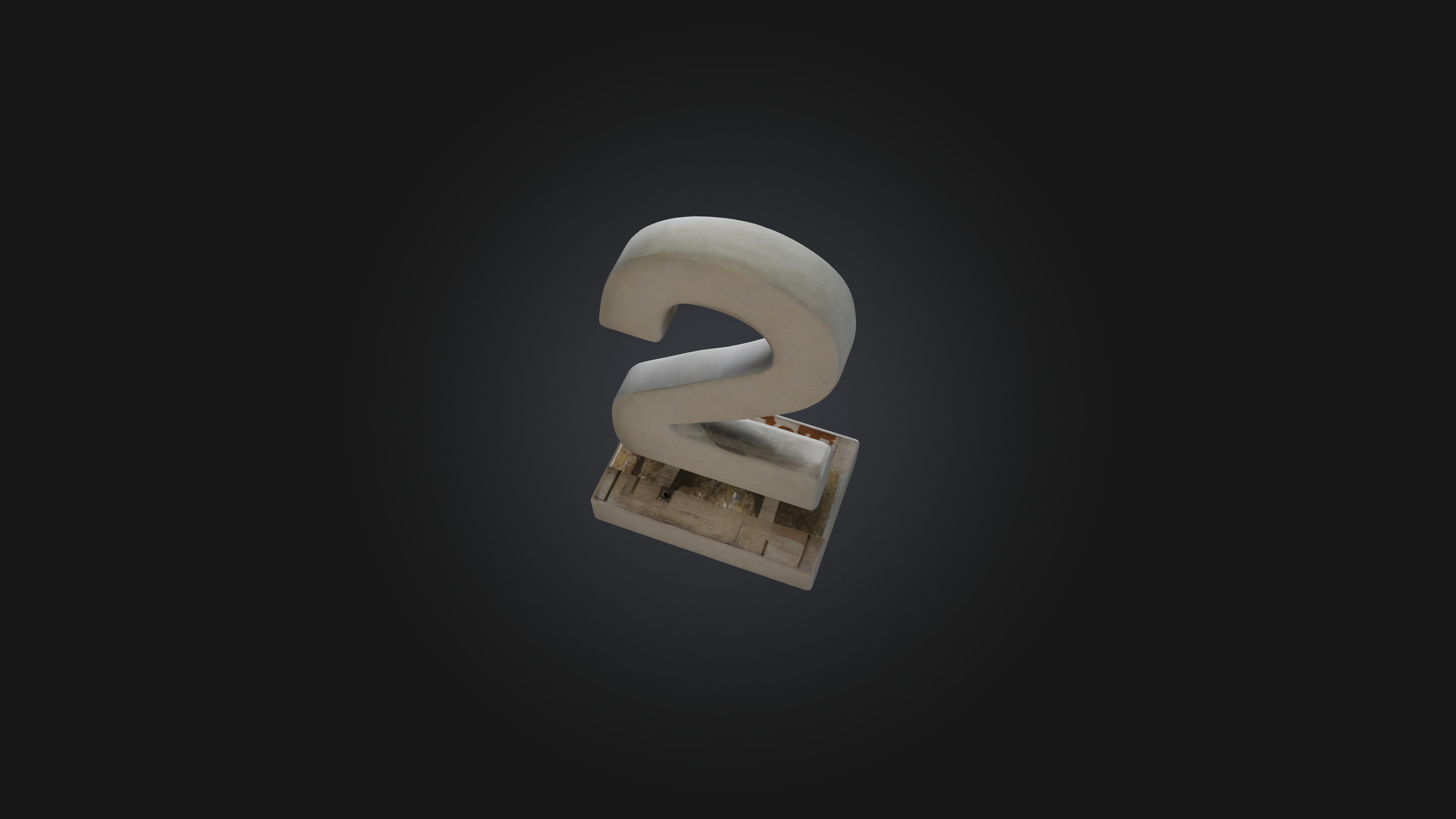 Number 2 Low-poly 3D model_5