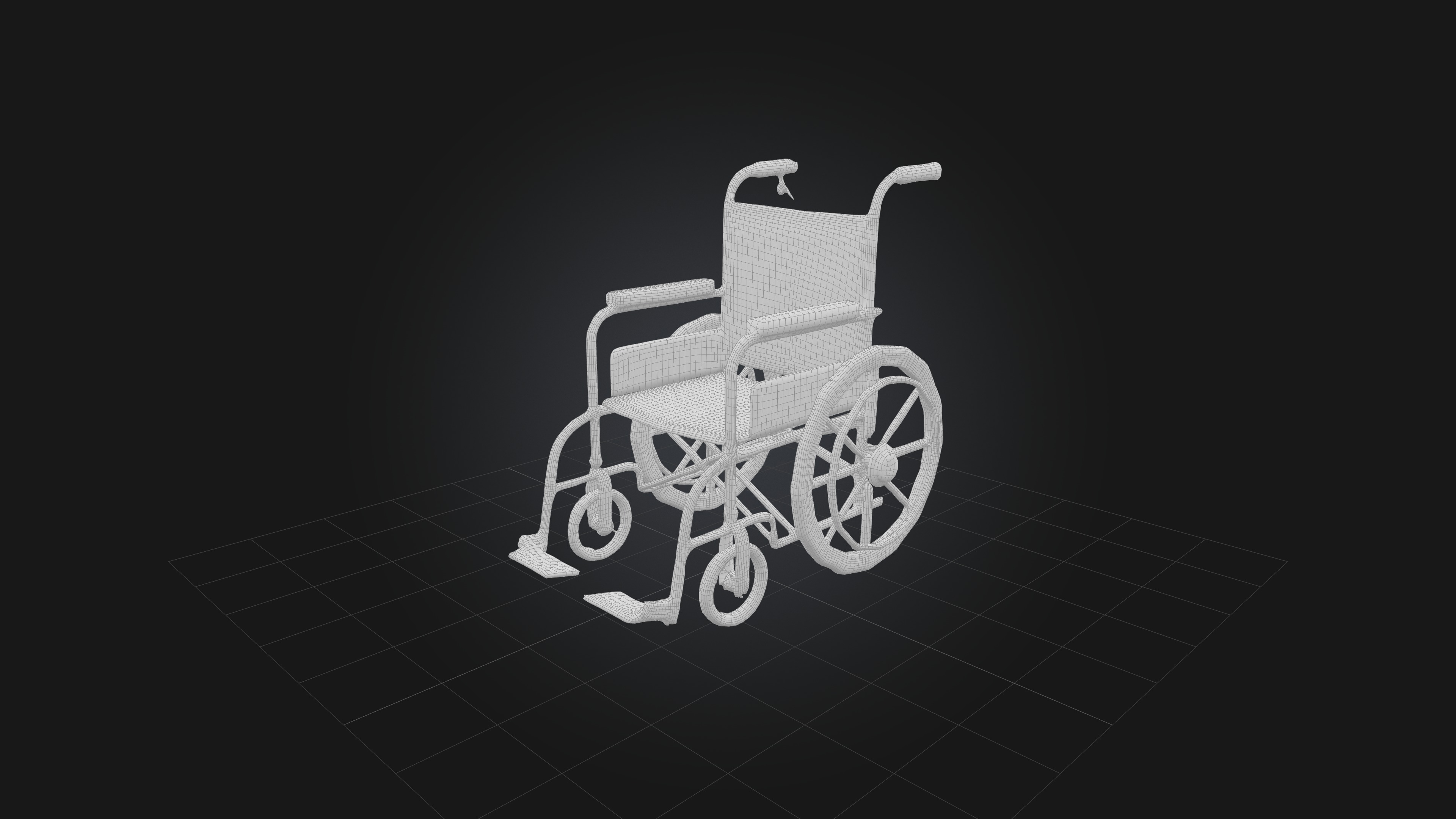 Old Wheelchair Low-poly 3D model_1