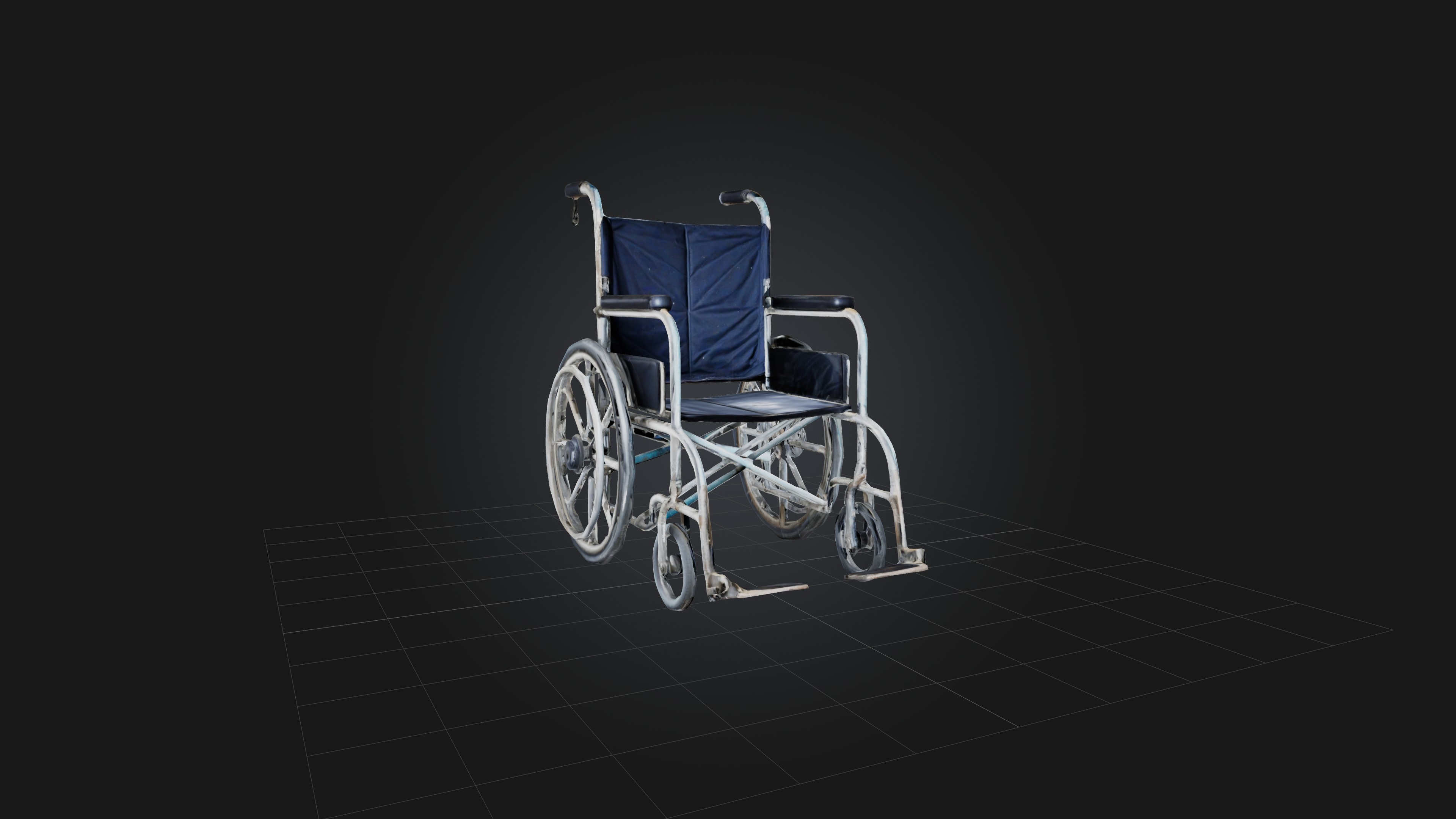 Old Wheelchair Low-poly 3D model_3
