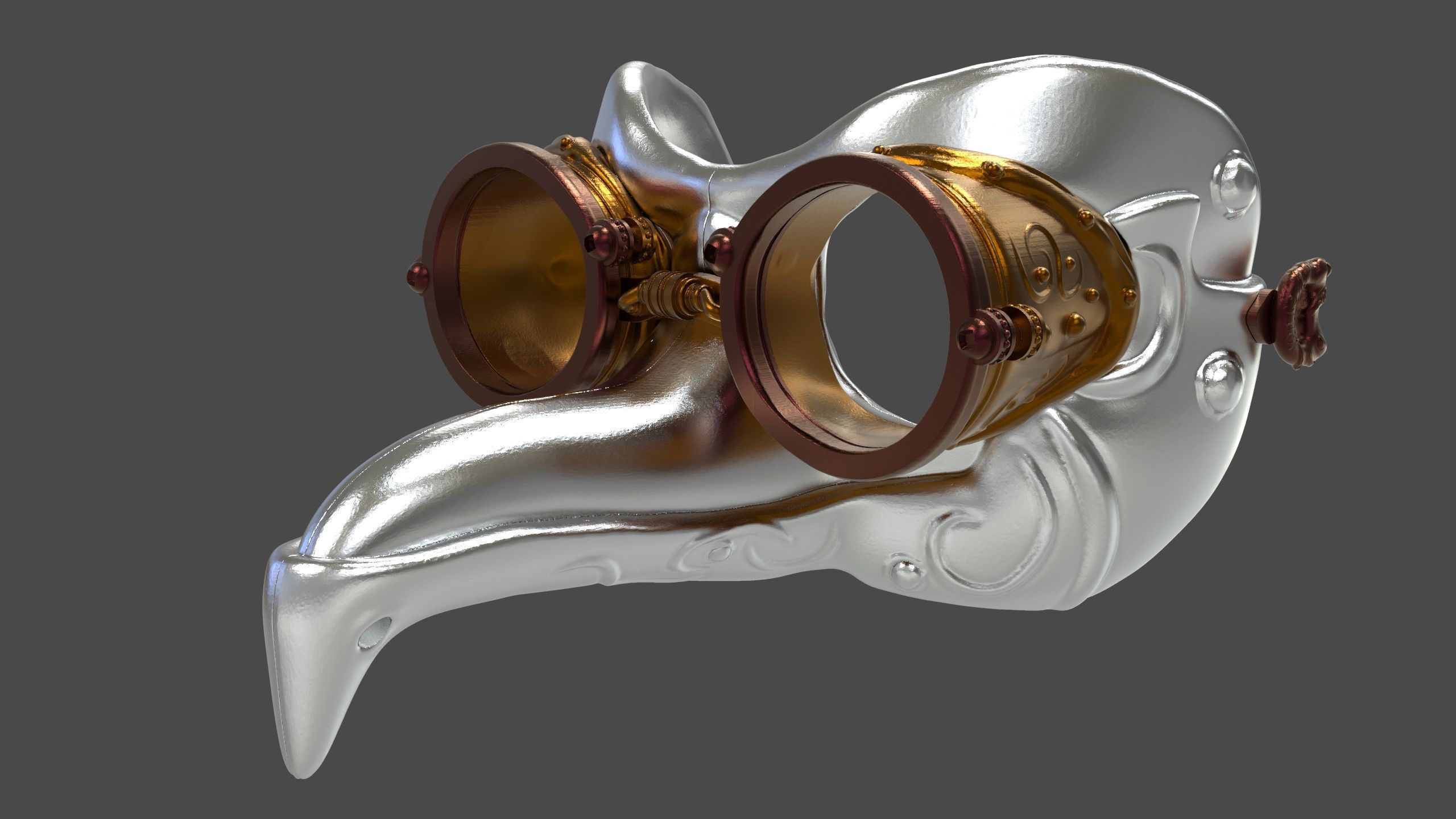 Royal Steampunk Penguin Mask 3D print model_26