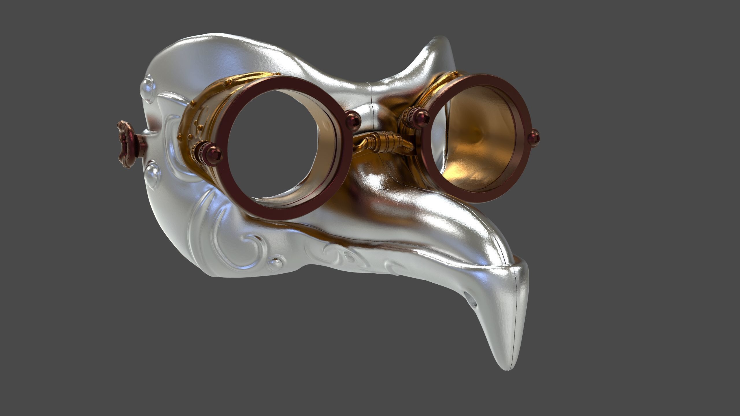 Royal Steampunk Penguin Mask 3D print model_25