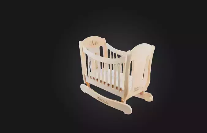 Personalized Wooden Cradle Low-poly 3D model