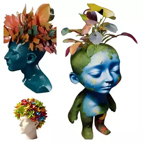 Blooming Minds Collection - Artistic Head Planters 3D print model