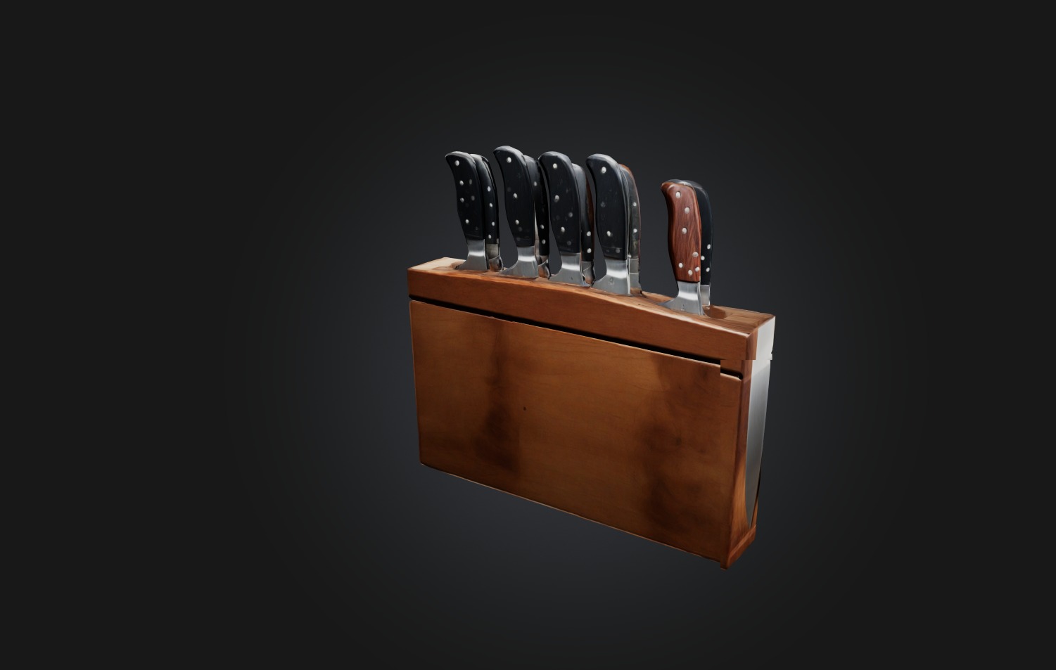 Realistic Knife Block Low-poly 3D model_6