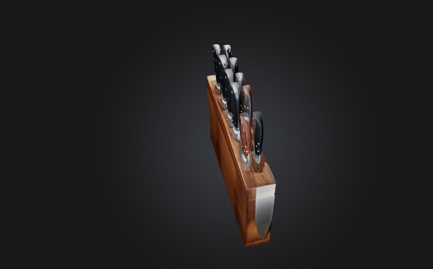 Realistic Knife Block Low-poly 3D model_7