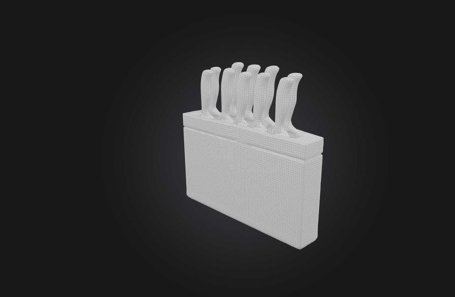 Realistic Knife Block Low-poly 3D model_1