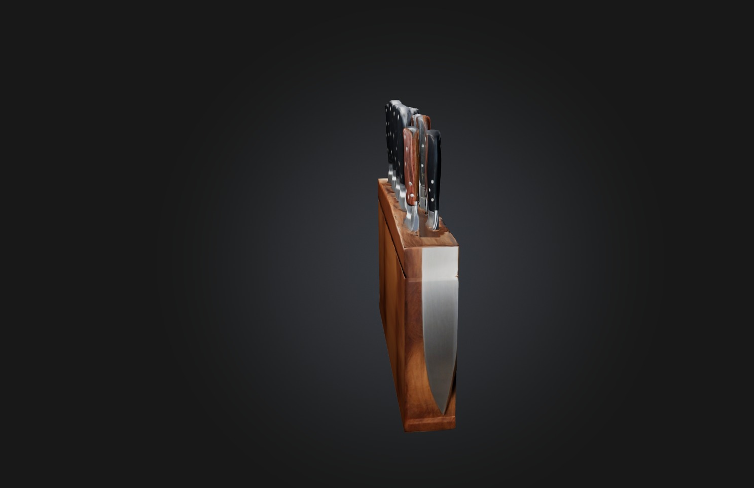 Realistic Knife Block Low-poly 3D model_5