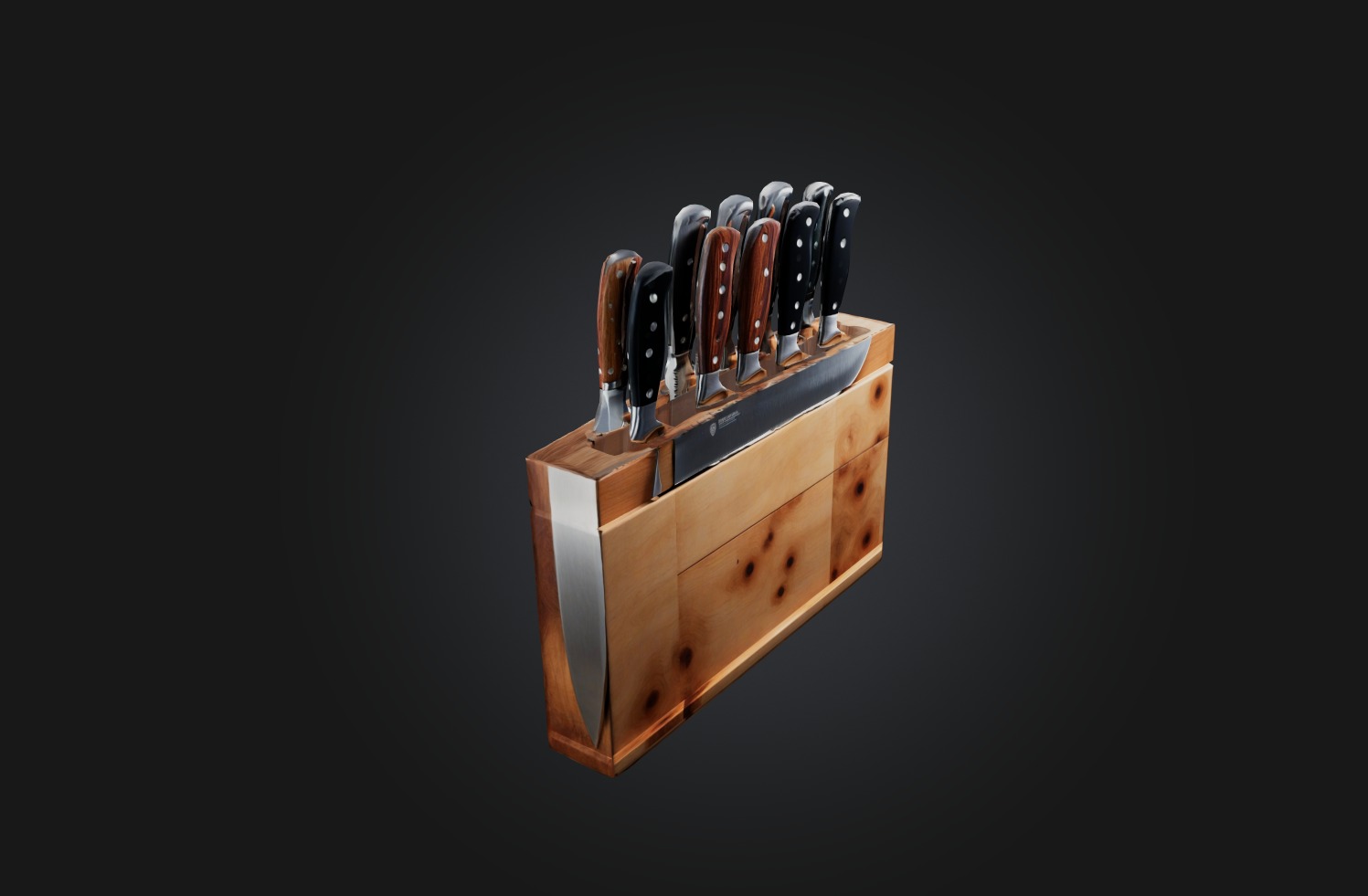 Realistic Knife Block Low-poly 3D model_4
