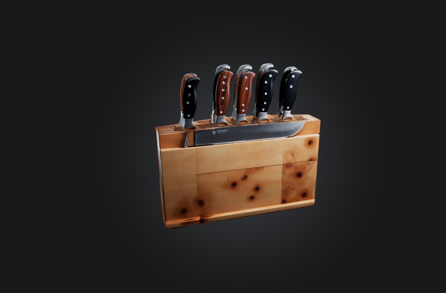 Realistic Knife Block Low-poly 3D model_3