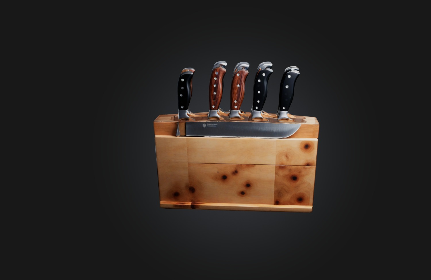 Realistic Knife Block Low-poly 3D model_2