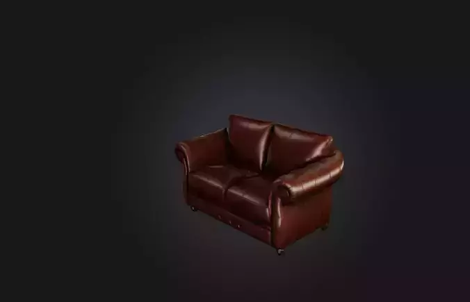 Realistic Leather Sofa Low-poly 3D model