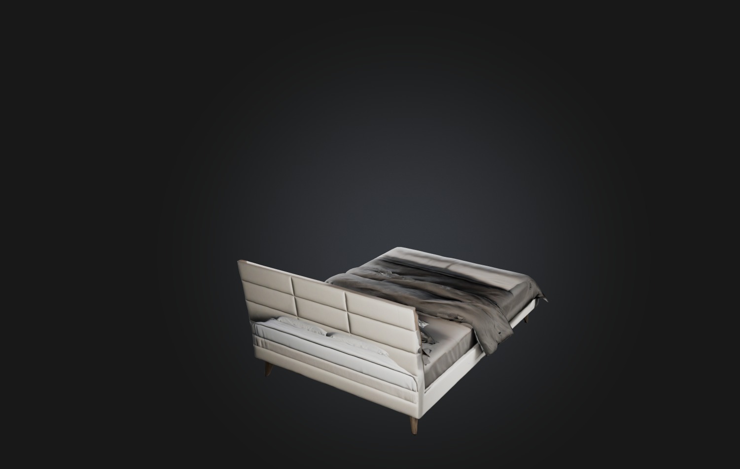 Realistic Modern Bed Low-poly 3D model_6