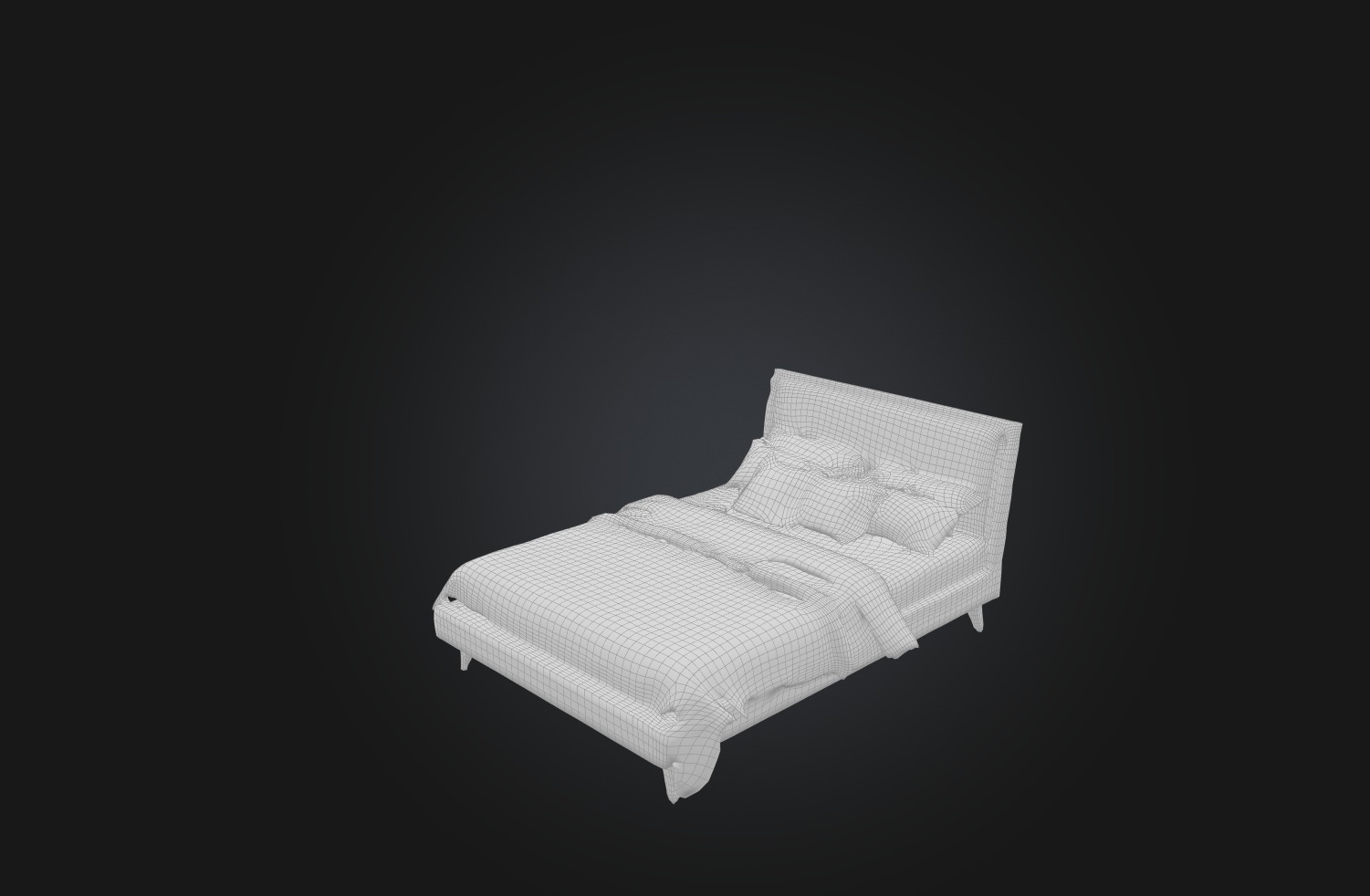 Realistic Modern Bed Low-poly 3D model_1