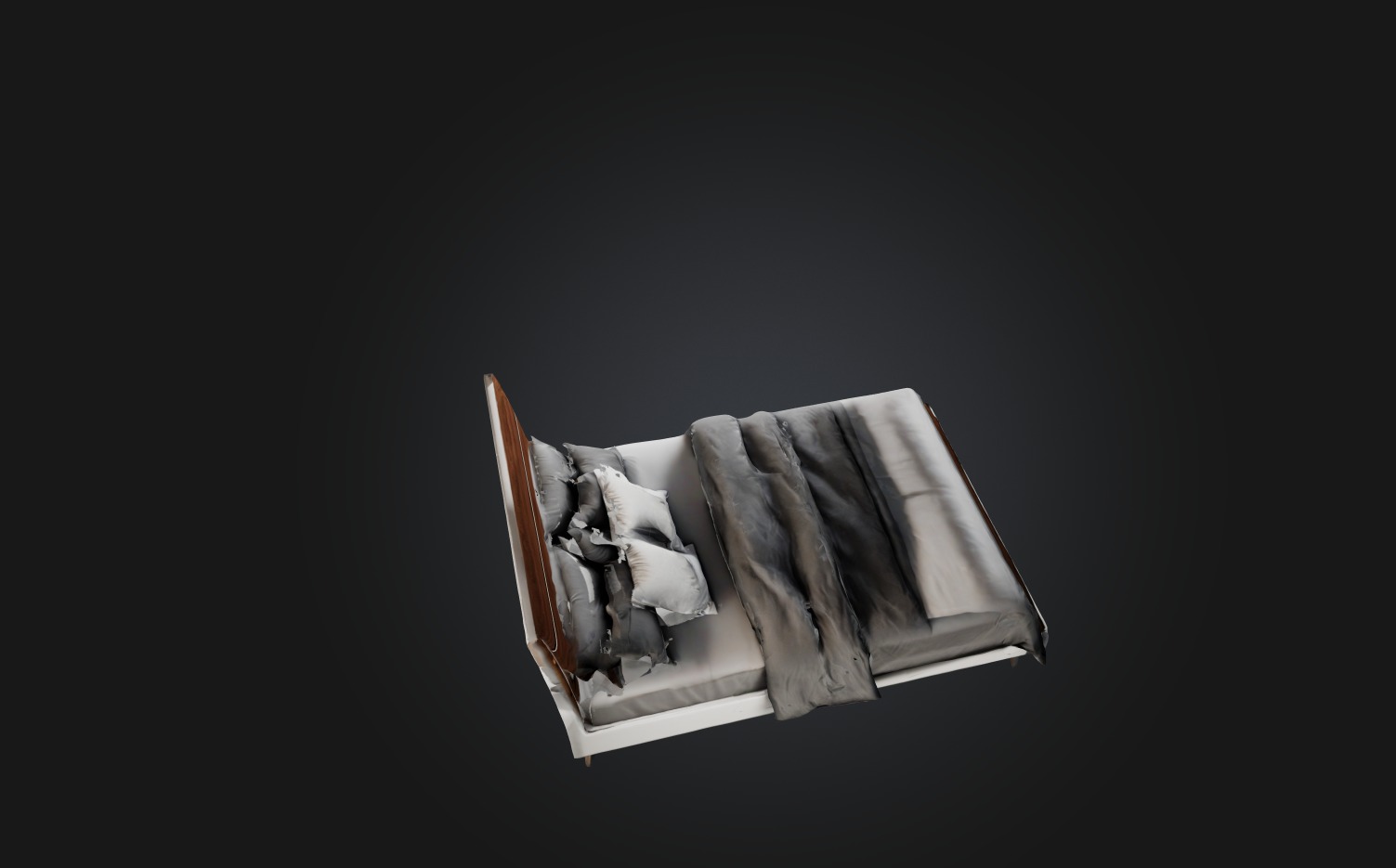 Realistic Modern Bed Low-poly 3D model_7