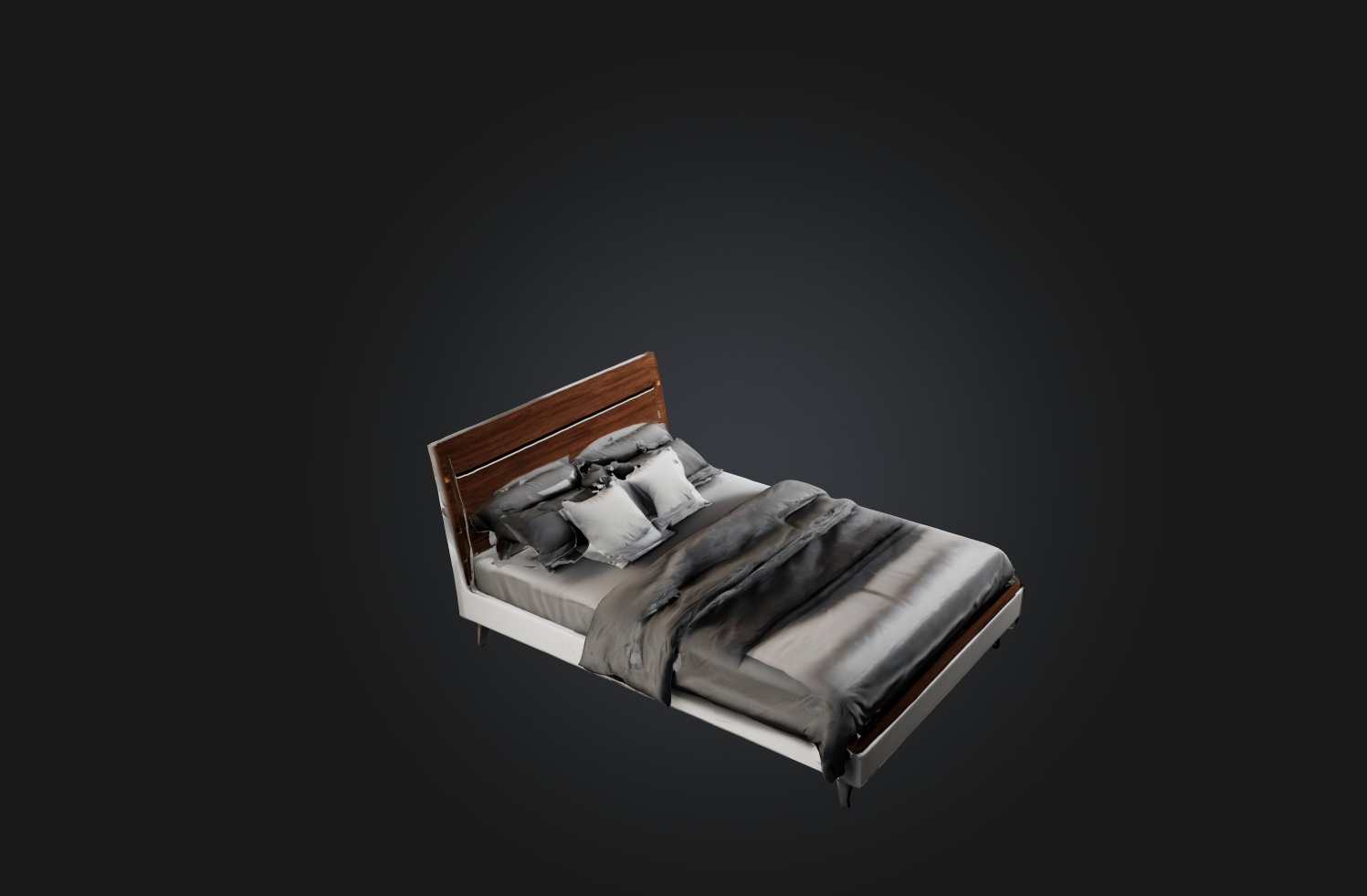 Realistic Modern Bed Low-poly 3D model_4