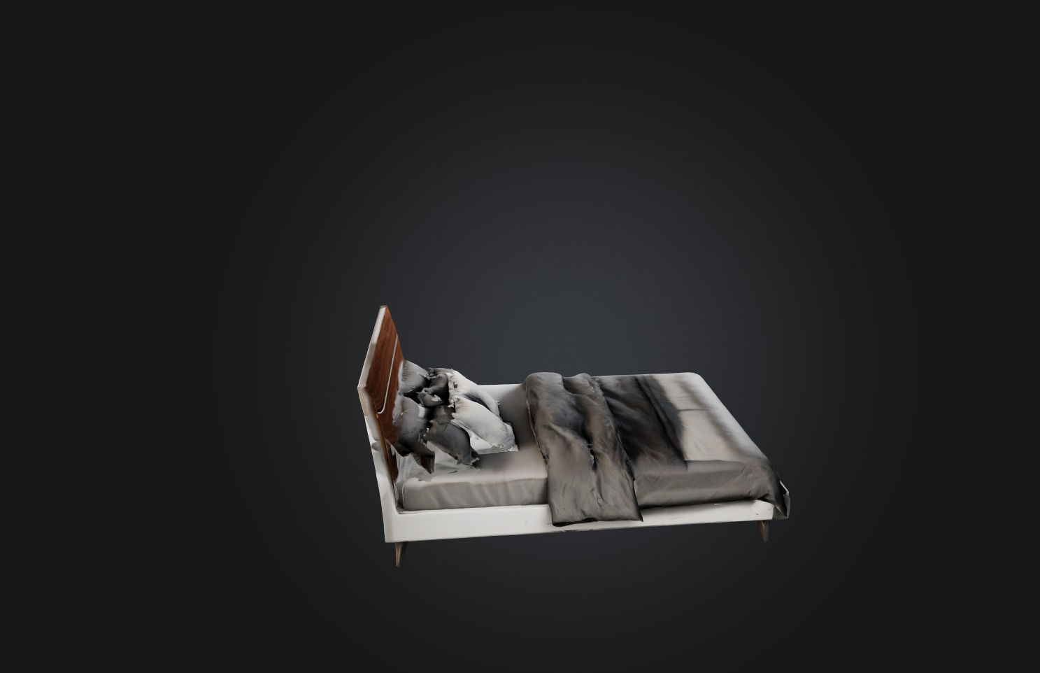 Realistic Modern Bed Low-poly 3D model_5
