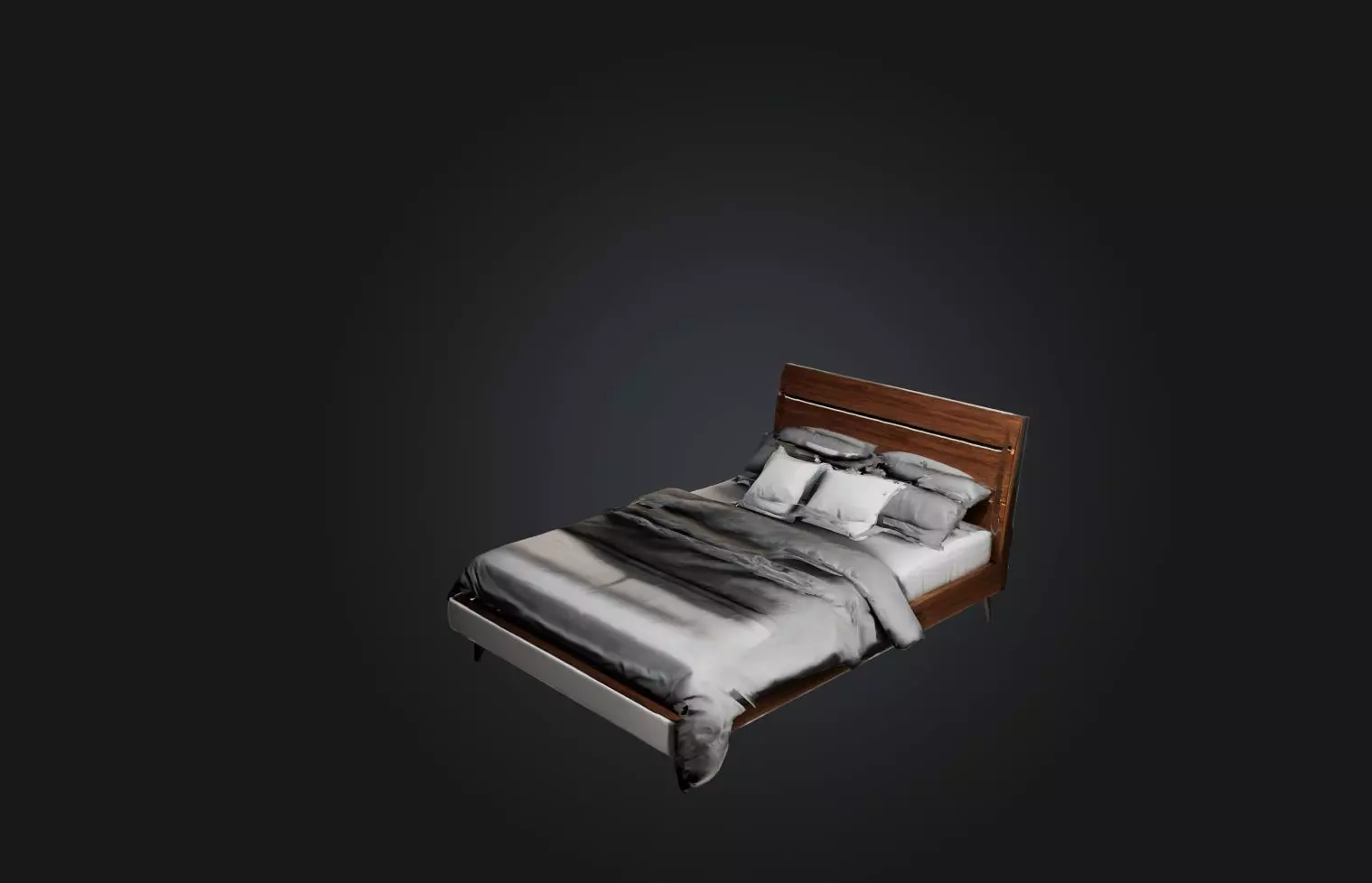 Realistic Modern Bed Low-poly 3D model_0