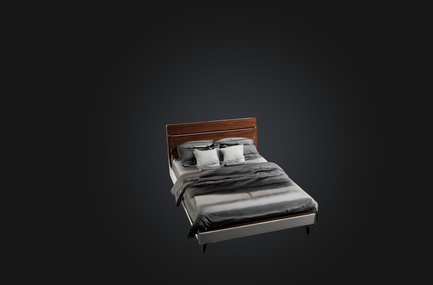 Realistic Modern Bed Low-poly 3D model_3