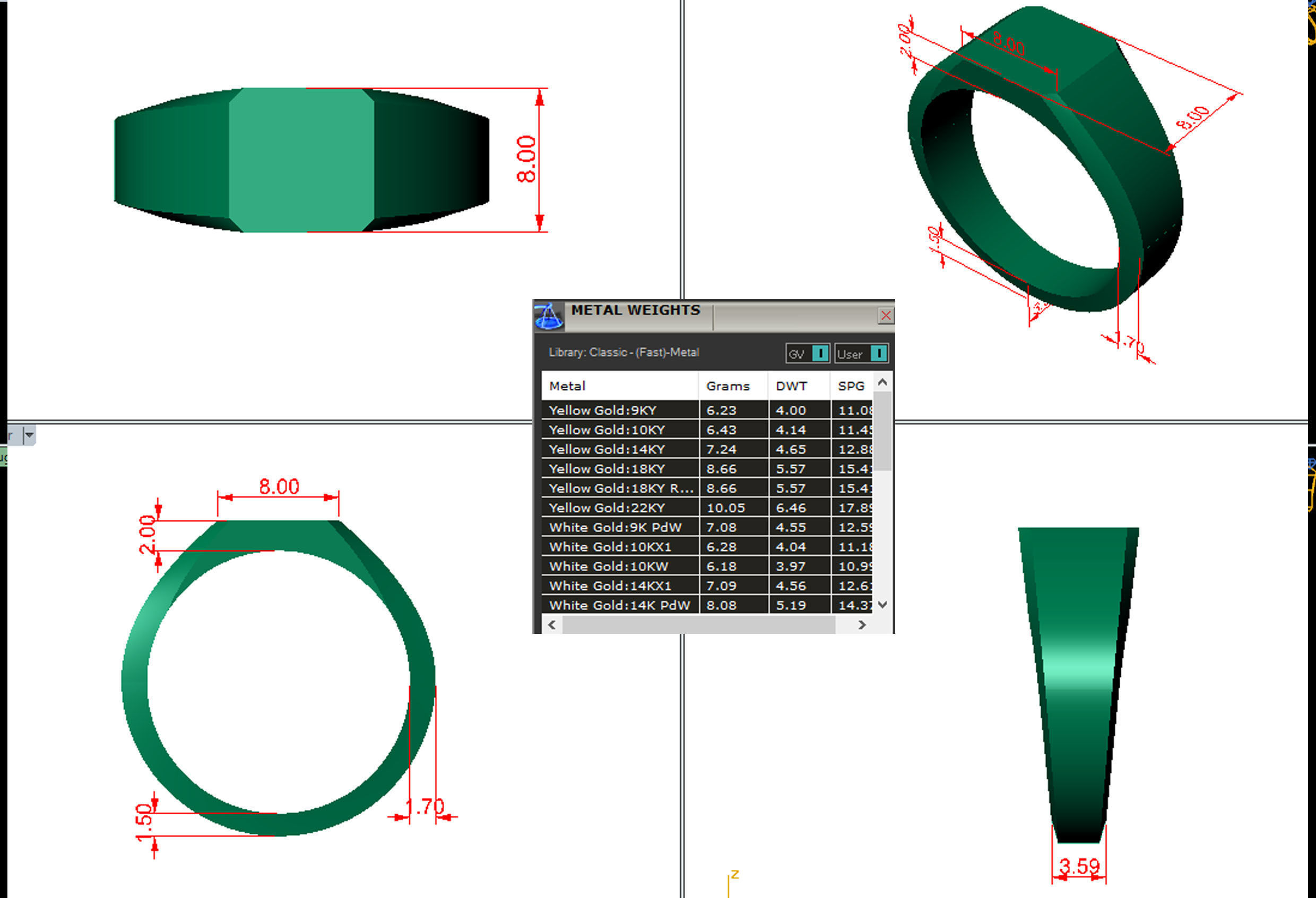 8mm Signet Ring Eamradshape Pritable model 3dmodel US 7 3D print model_4