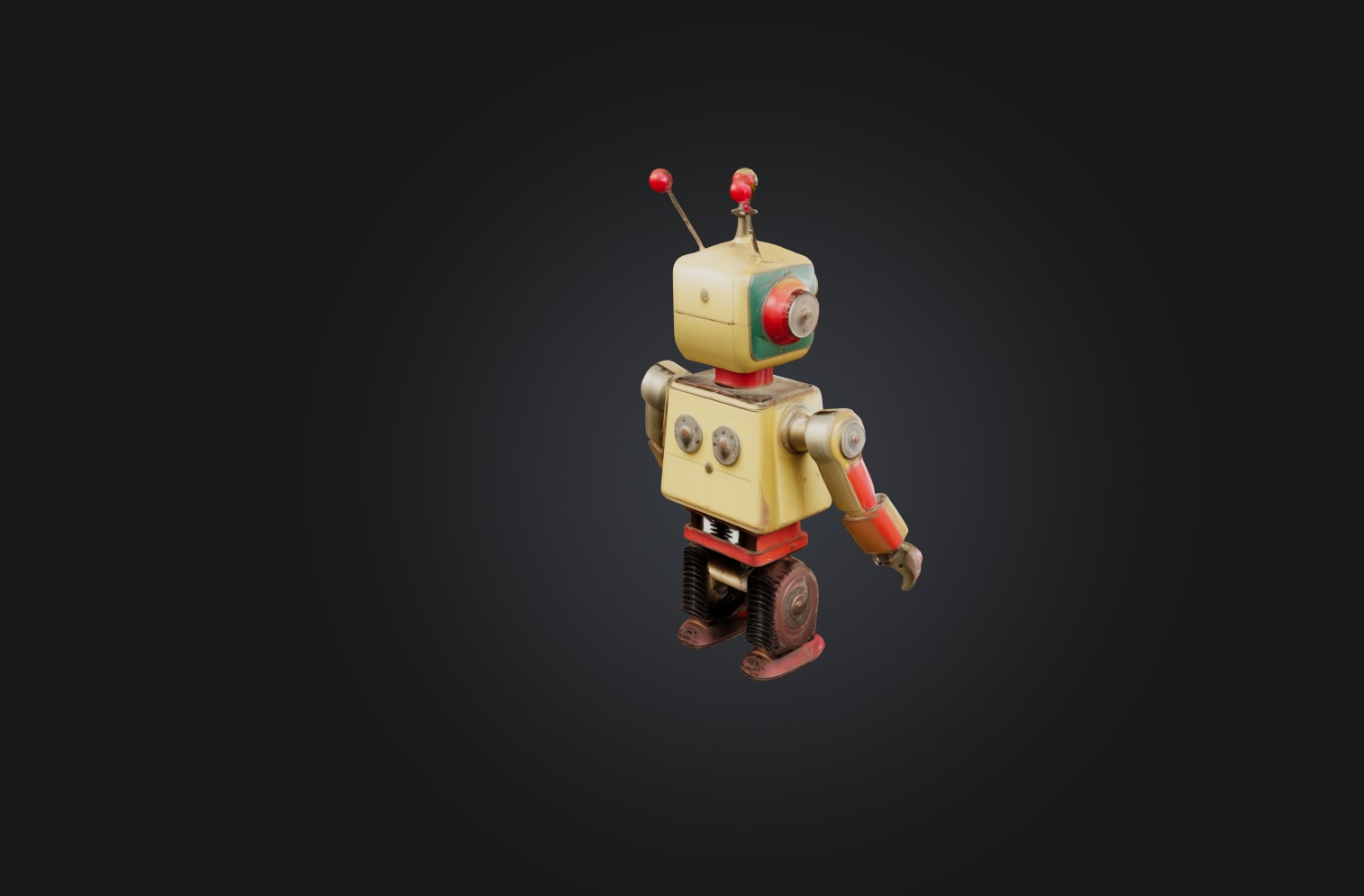Vintage Mechanical Toy Low-poly 3D model_5