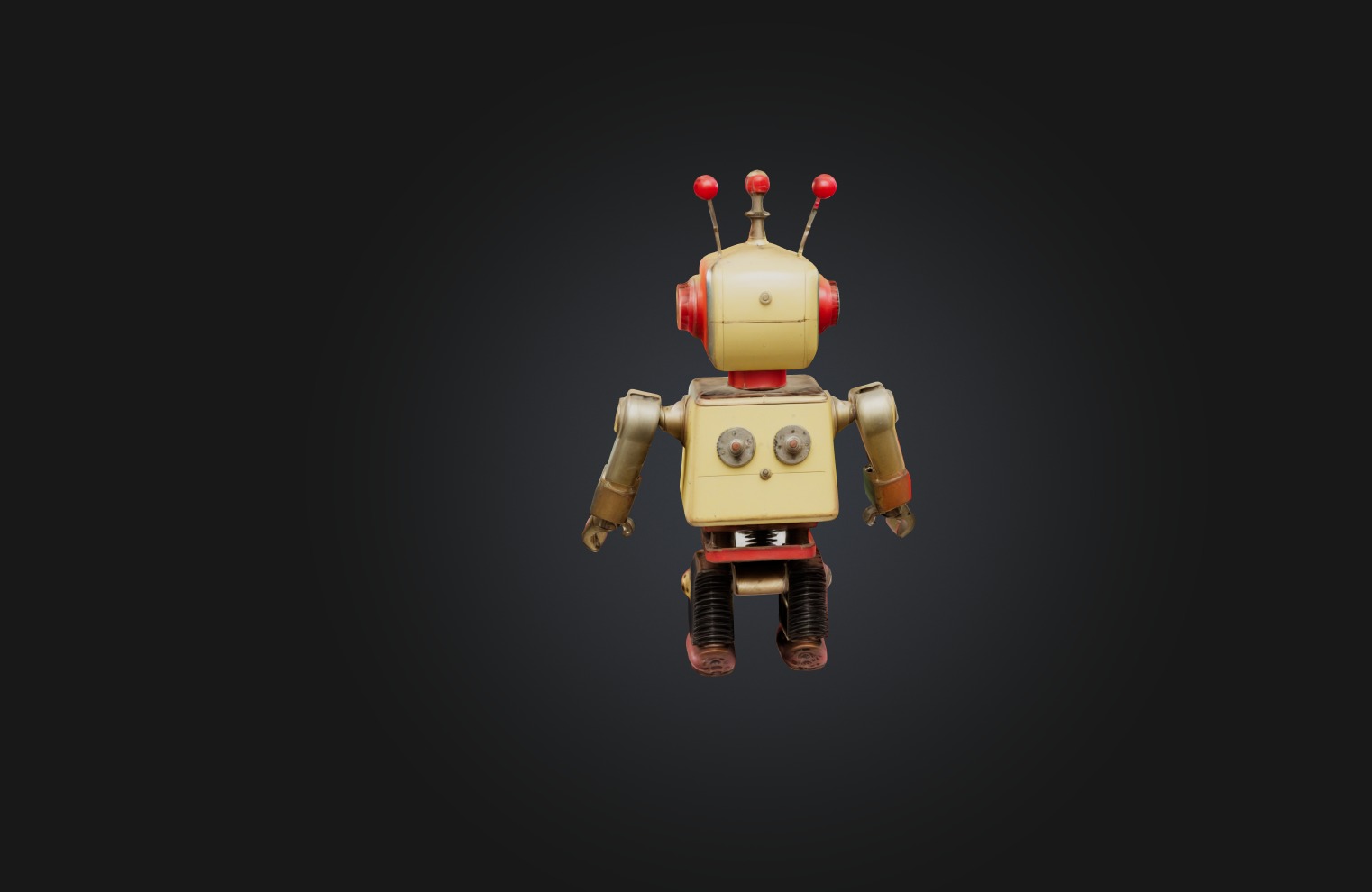 Vintage Mechanical Toy Low-poly 3D model_6