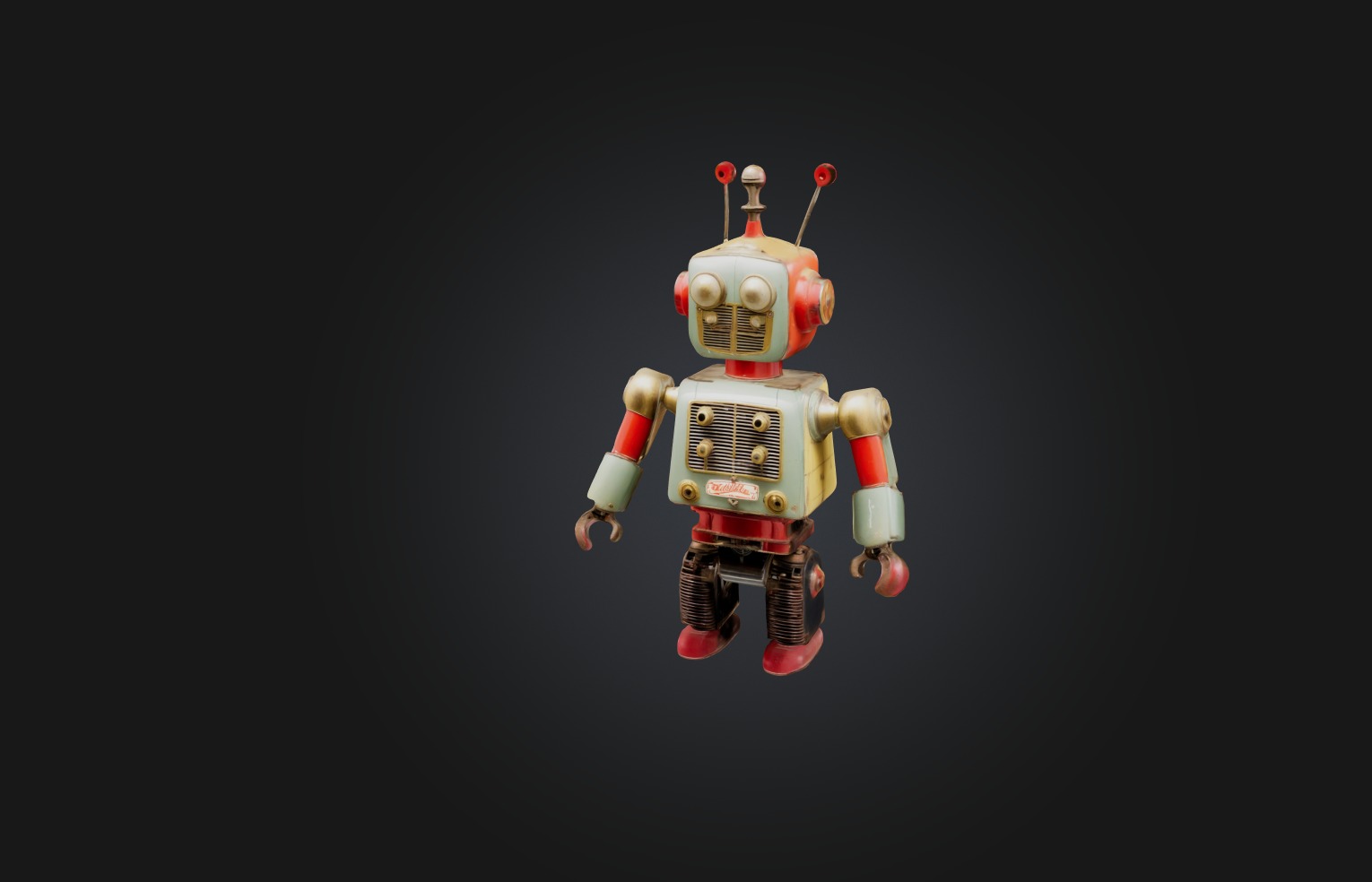 Vintage Mechanical Toy Low-poly 3D model_2