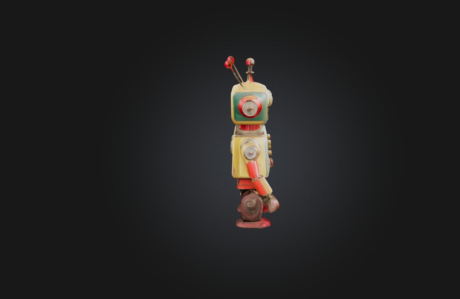 Vintage Mechanical Toy Low-poly 3D model_4